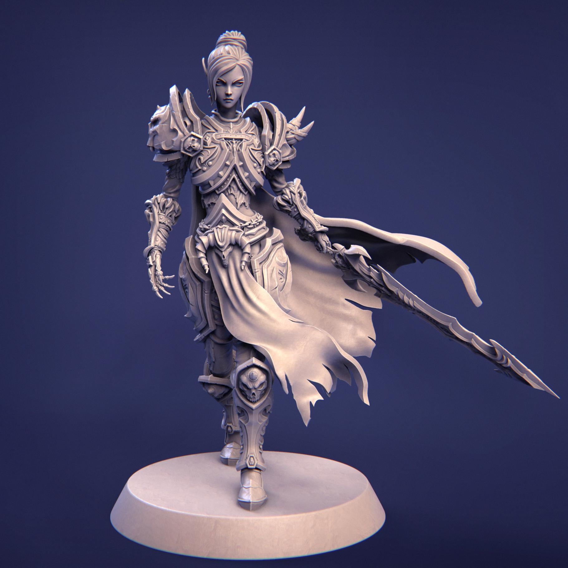 Ashinna the Revenant | DnD Female Elf Knight Paladin Collectible Miniature Statue | 75mm / 140mm | by Nerikson