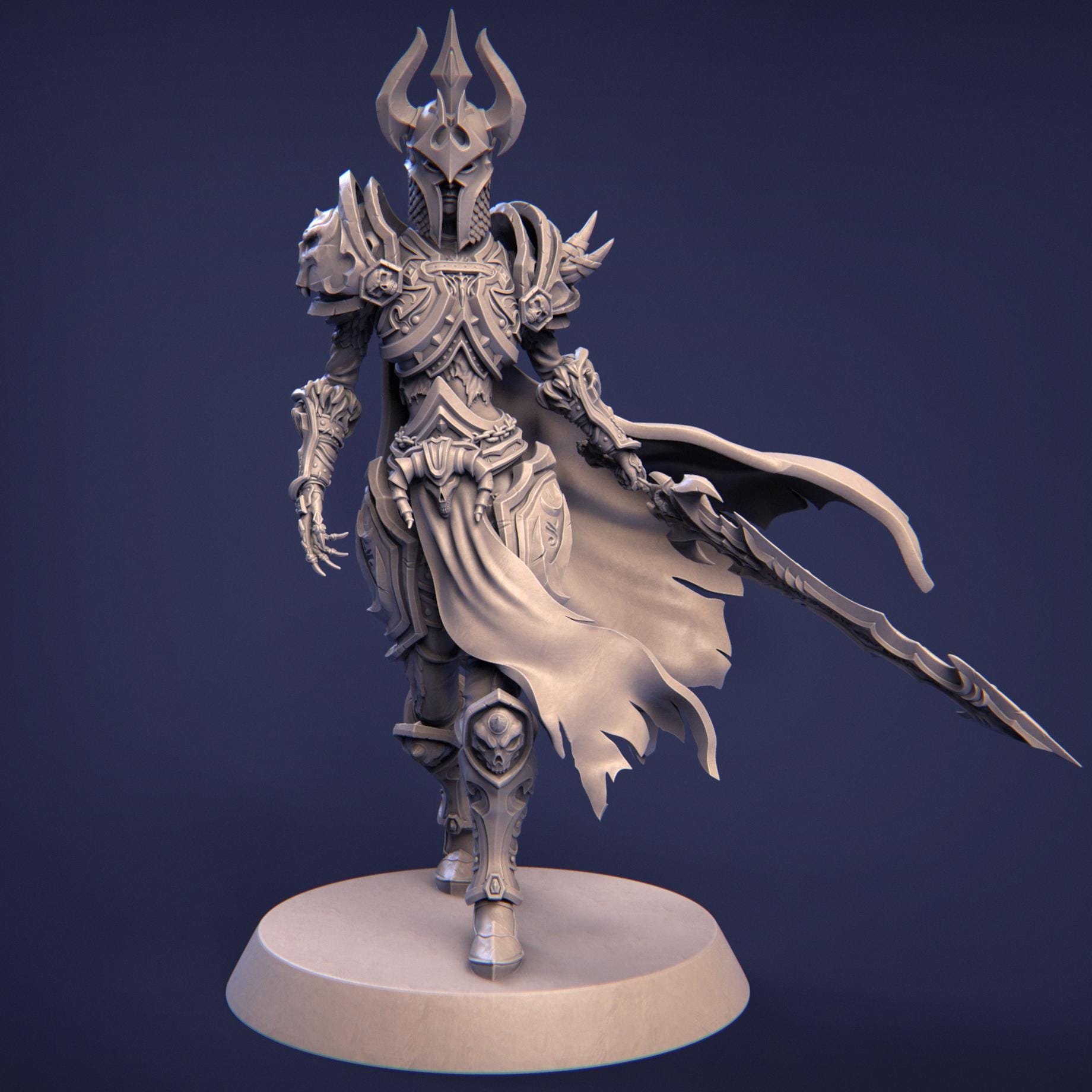 Ashinna the Revenant | DnD Female Elf Knight Paladin Collectible Miniature Statue | 75mm / 140mm | by Nerikson
