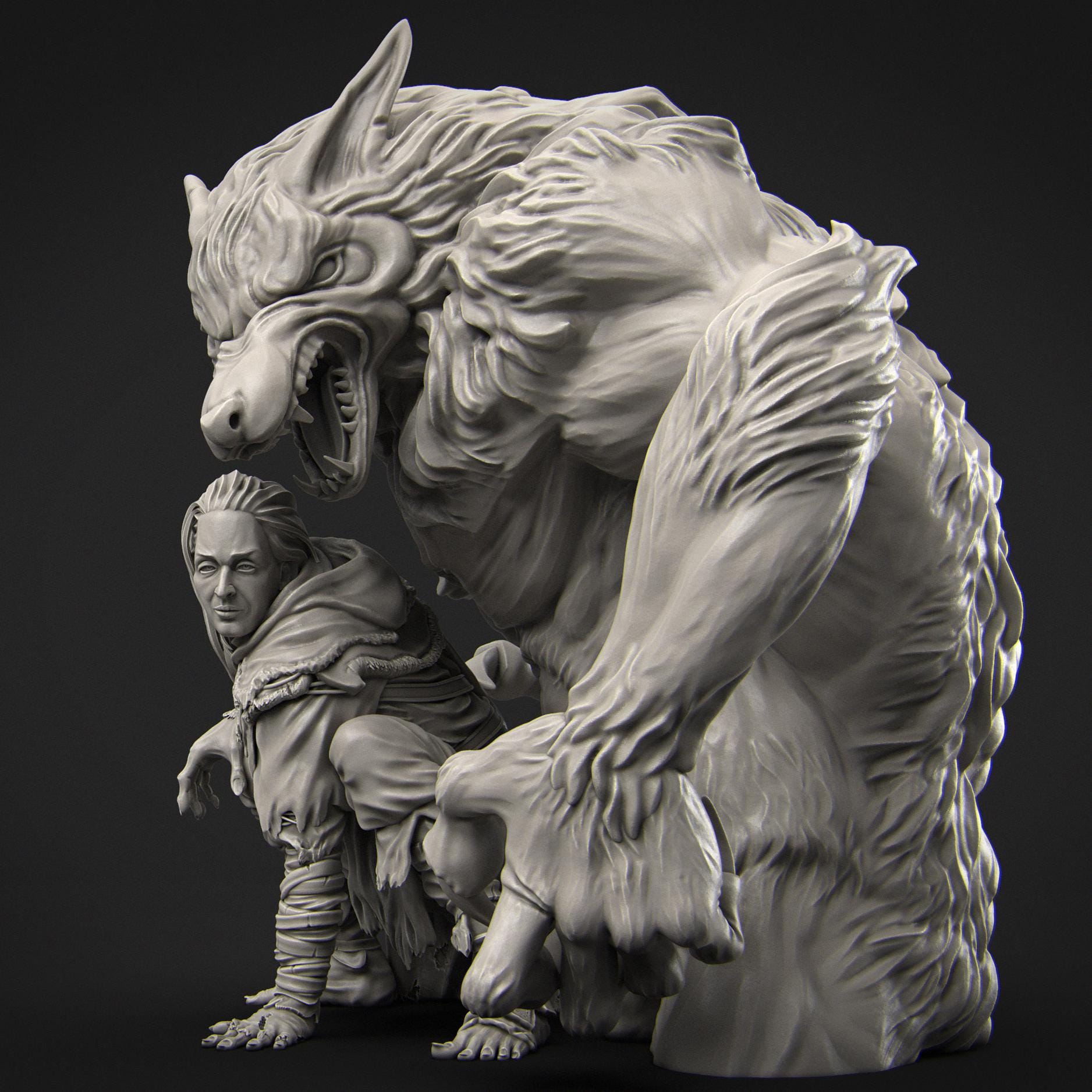 Werewolf Shapeshifter | DnD Collectible Tabletop Statue | 35mm / 75mm | by Nerikson