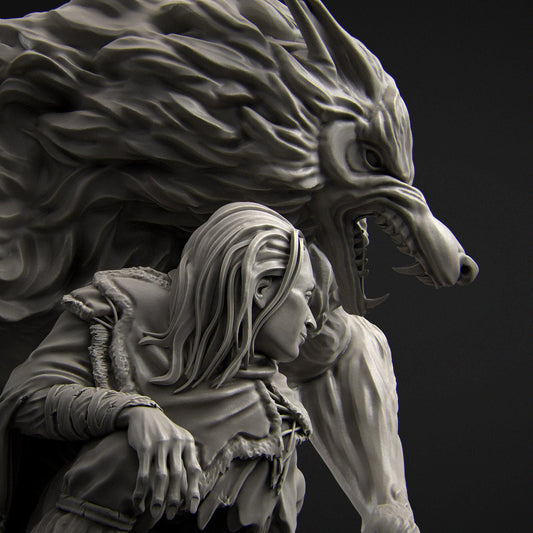 Werewolf Shapeshifter | DnD Collectible Tabletop Statue | 35mm / 75mm | by Nerikson
