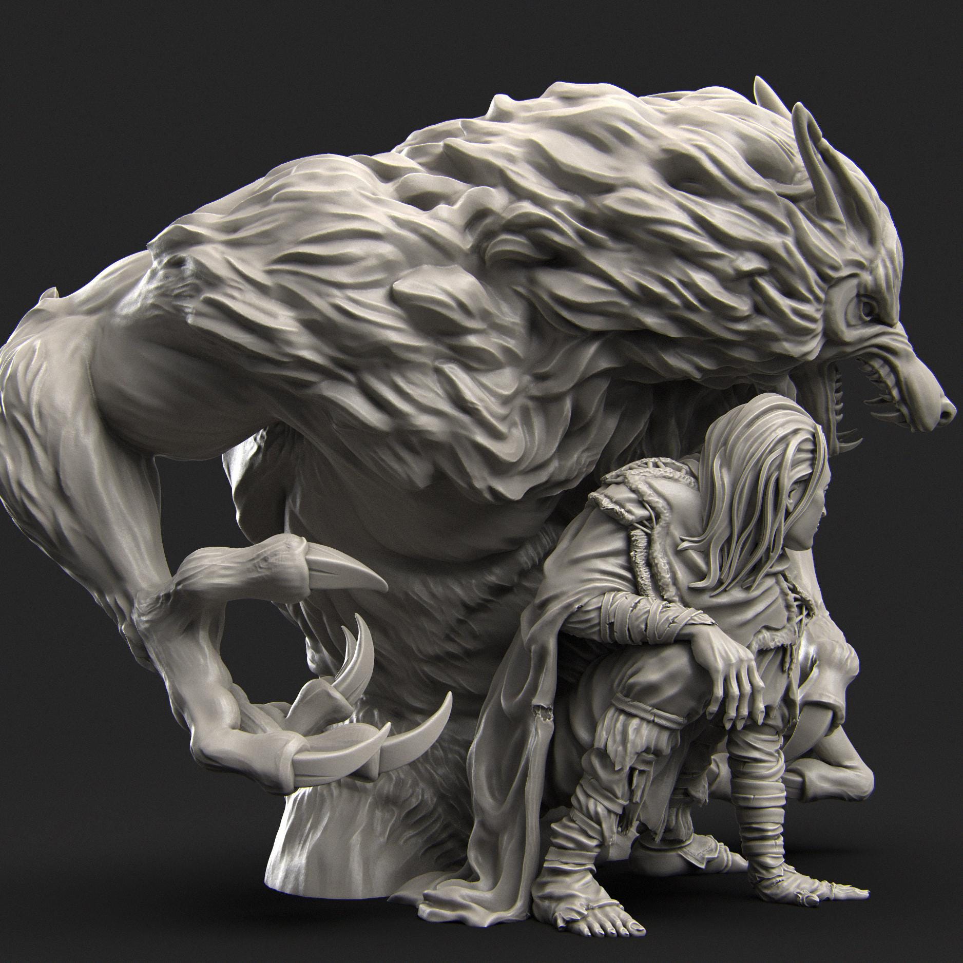 Werewolf Shapeshifter | DnD Collectible Tabletop Statue | 35mm / 75mm | by Nerikson