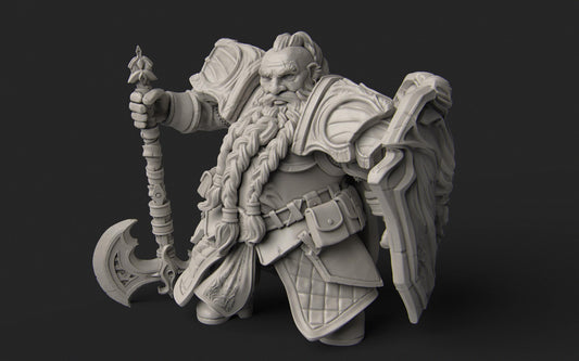 Dwarf Fighter | DnD Dwarf Knight Collectible Miniature | 32mm / 75mm | by Nerikson