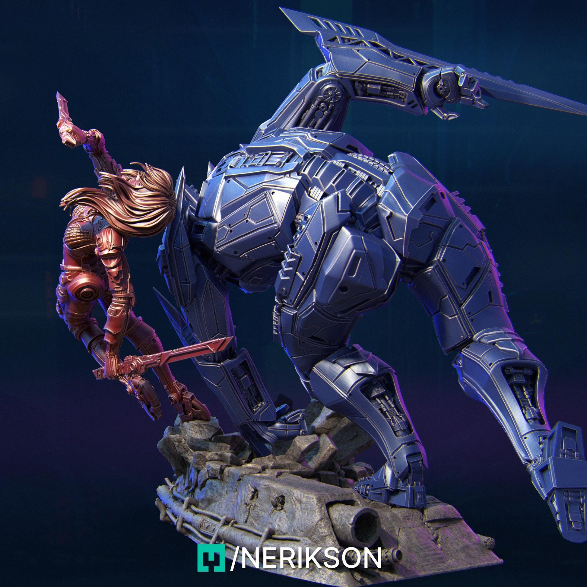 B.A.U.R.G Unit vs Eve | Sci-fi Collectible Resin Diorama | by Nerikson