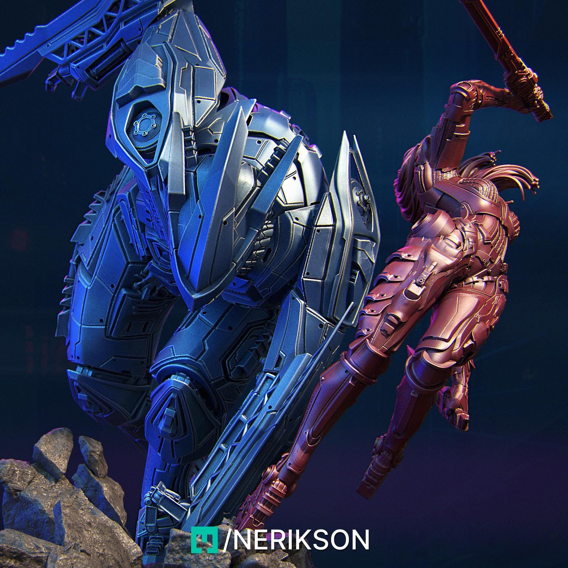 B.A.U.R.G Unit vs Eve | Sci-fi Collectible Resin Diorama | by Nerikson