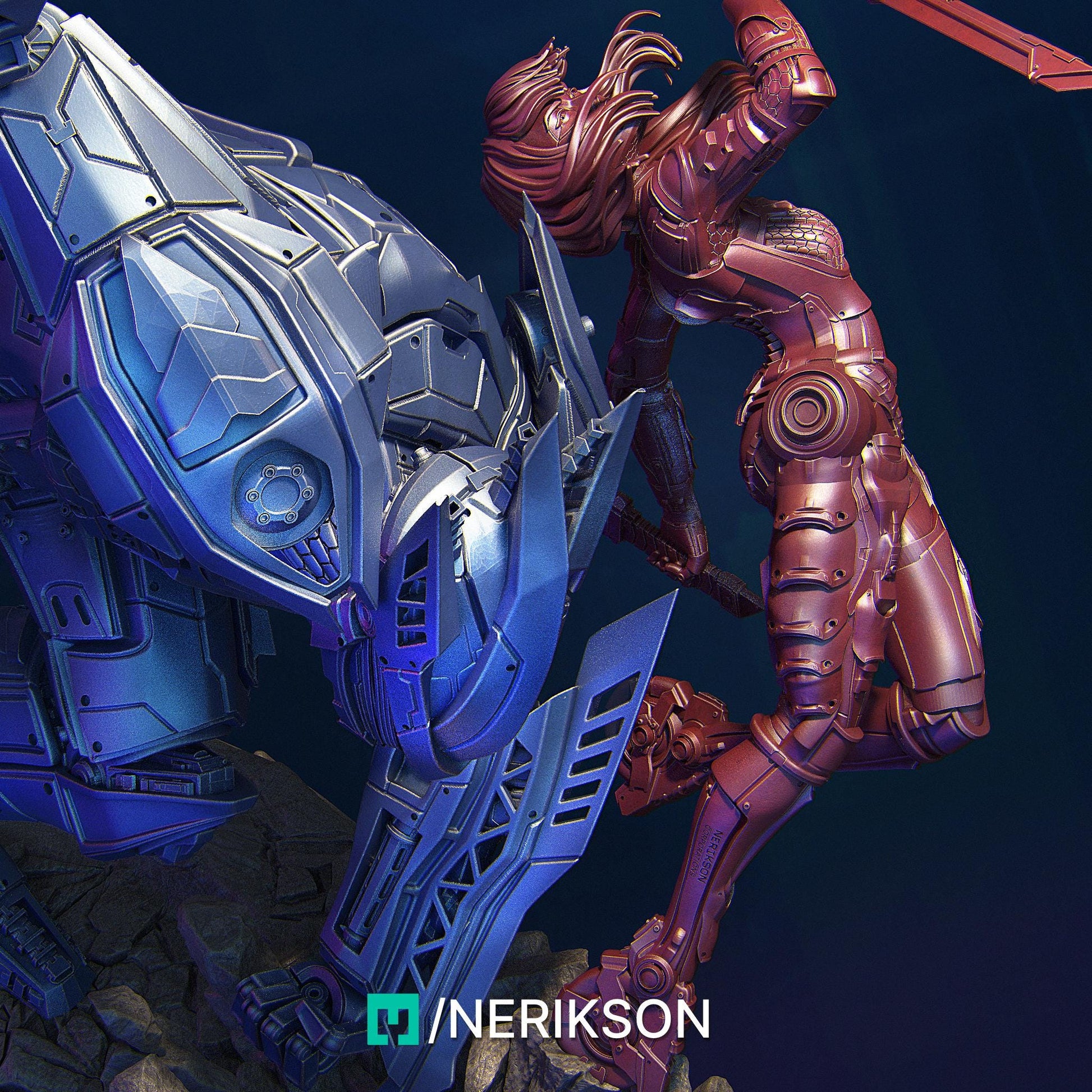 B.A.U.R.G Unit vs Eve | Sci-fi Collectible Resin Diorama | by Nerikson