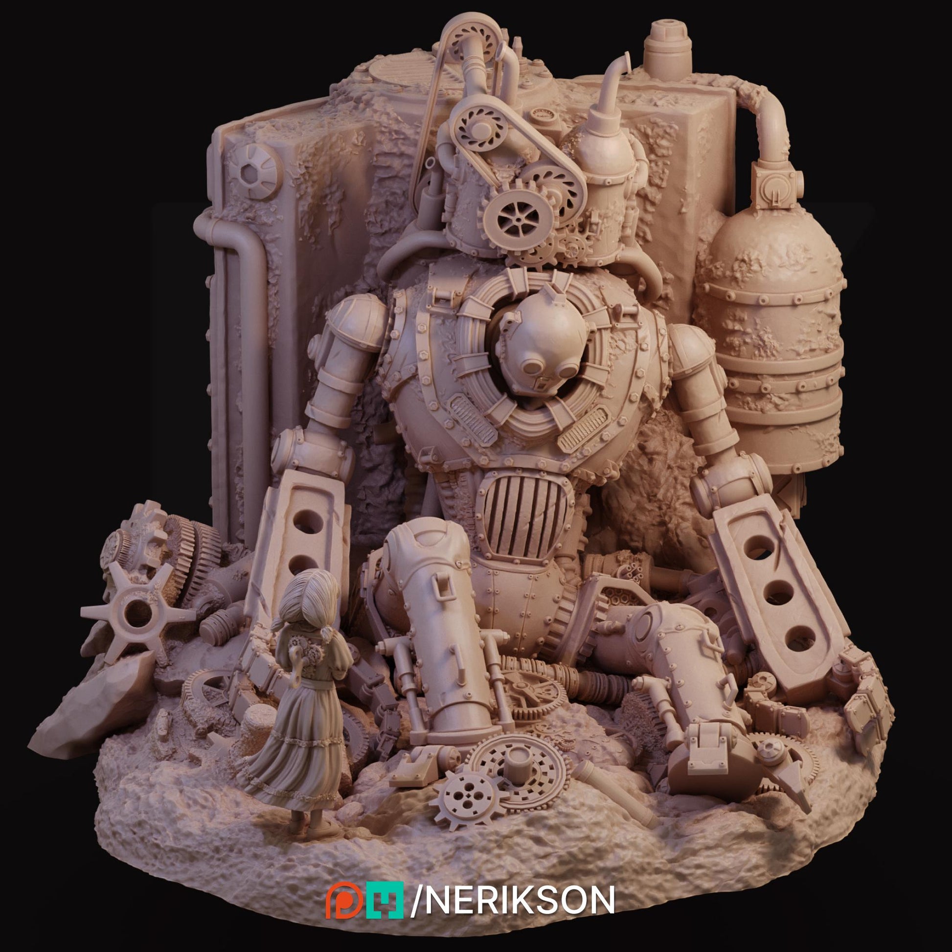 The Abandoned Robot | Steampunk Clockpunk Collectible Resin Diorama | by Nerikson