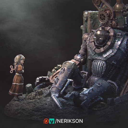 The Abandoned Robot | Steampunk Clockpunk Collectible Resin Diorama | by Nerikson