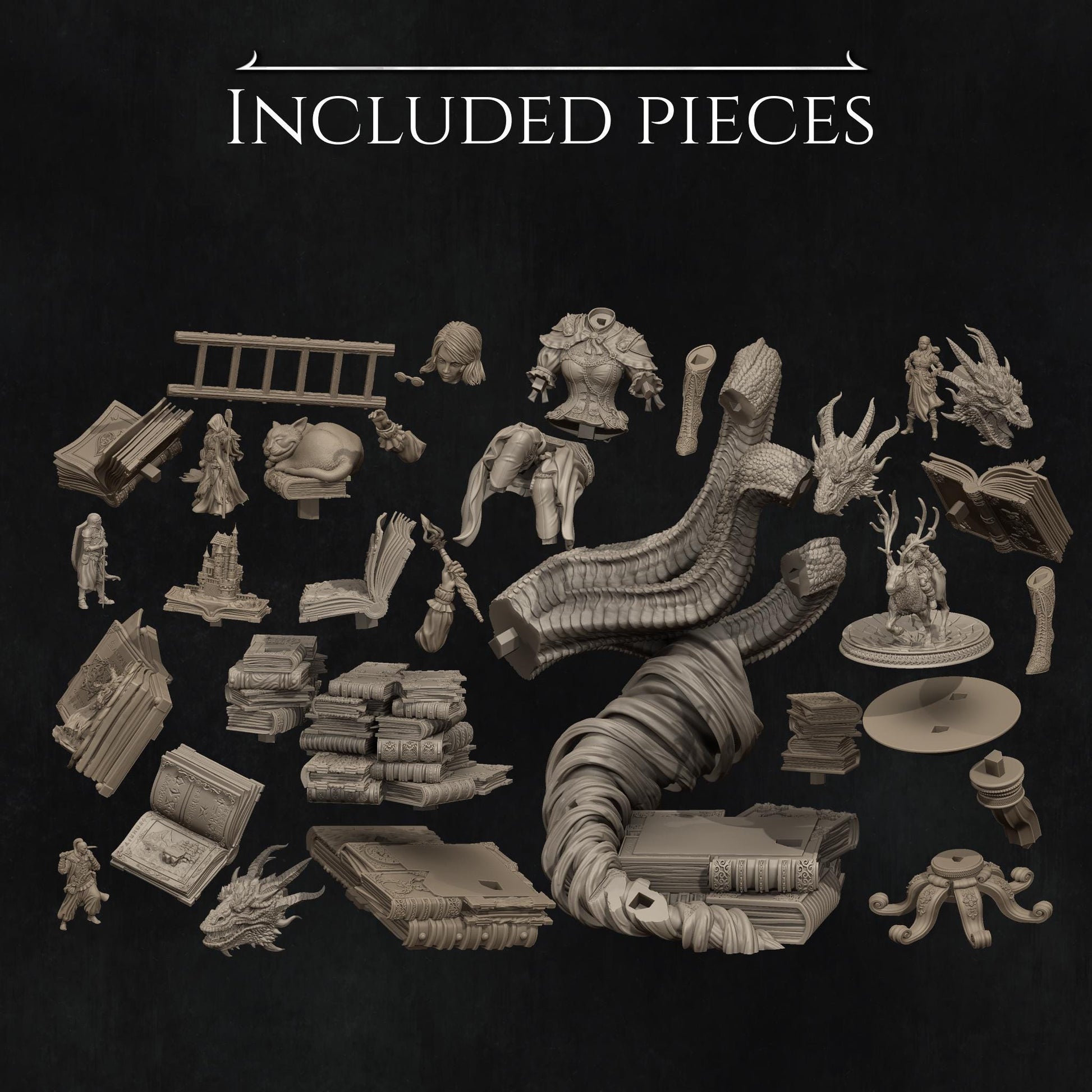 Orinthia the Magical Librarian Diorama | Fantasy Storyteller Collectible Resin Diorama | by Nerikson