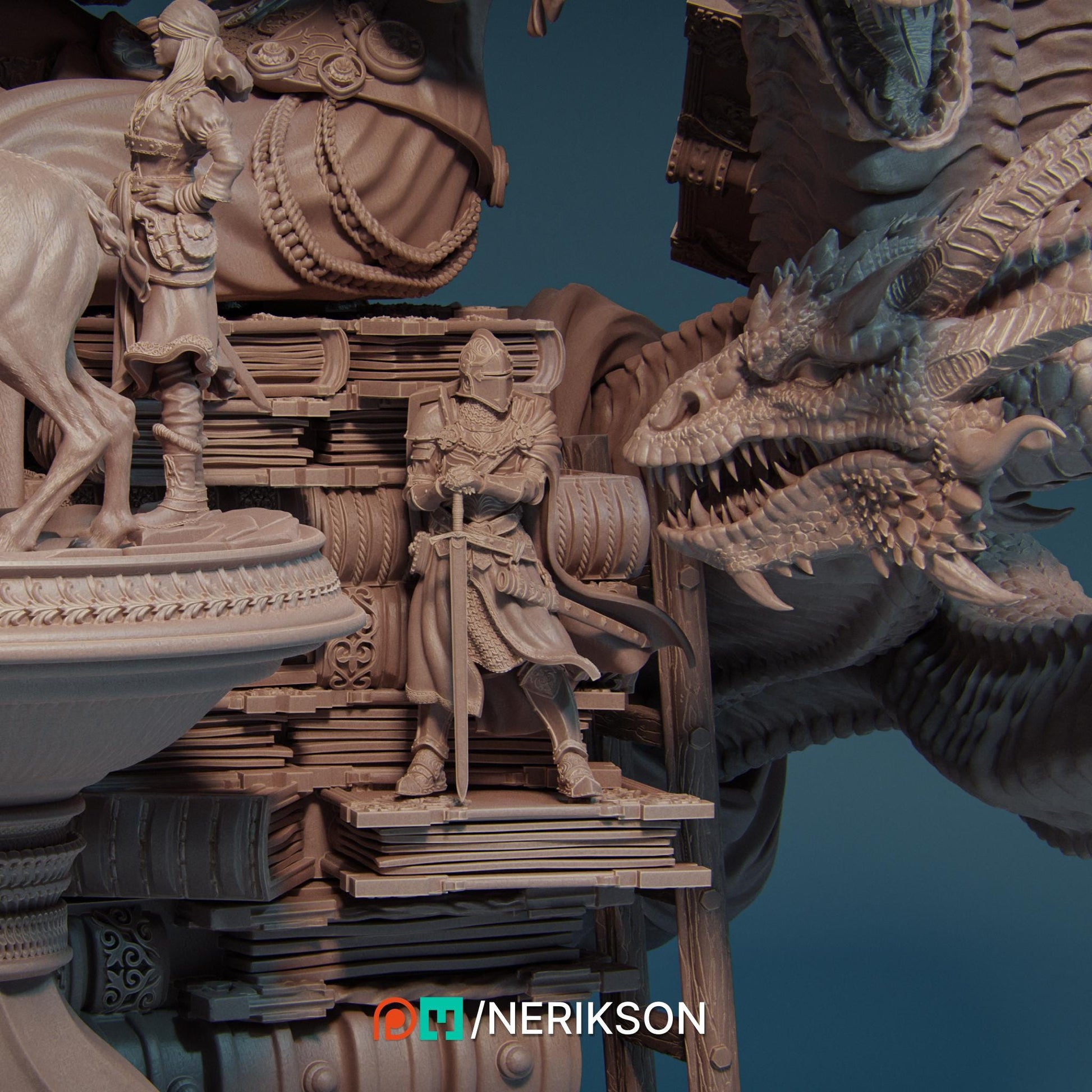 Orinthia the Magical Librarian Diorama | Fantasy Storyteller Collectible Resin Diorama | by Nerikson