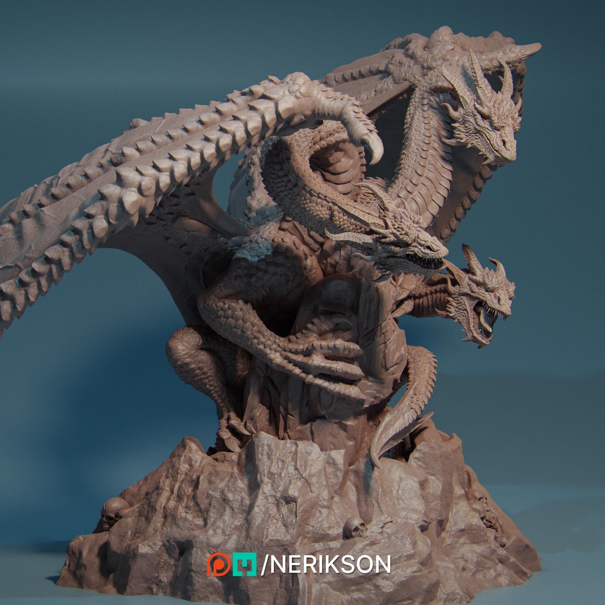 Zmei, the Three-headed Dragon | Fantasy Large Collectible Resin Dragon Miniature Garage Kit | by Nerikson