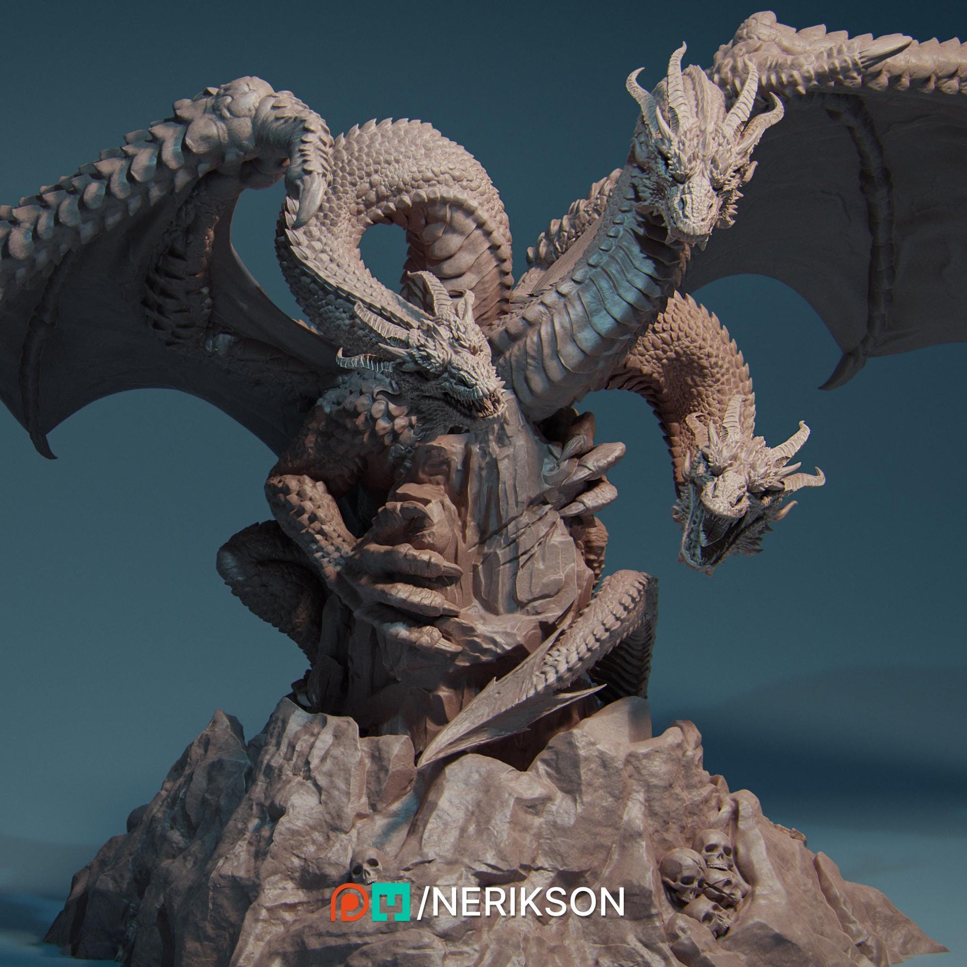 Zmei, the Three-headed Dragon | Fantasy Large Collectible Resin Dragon Miniature Garage Kit | by Nerikson