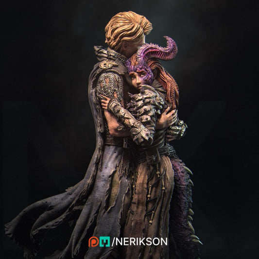 The Last Battle | Fantasy Tiefling Human Knight Romance Collectible Resin Diorama | by Nerikson