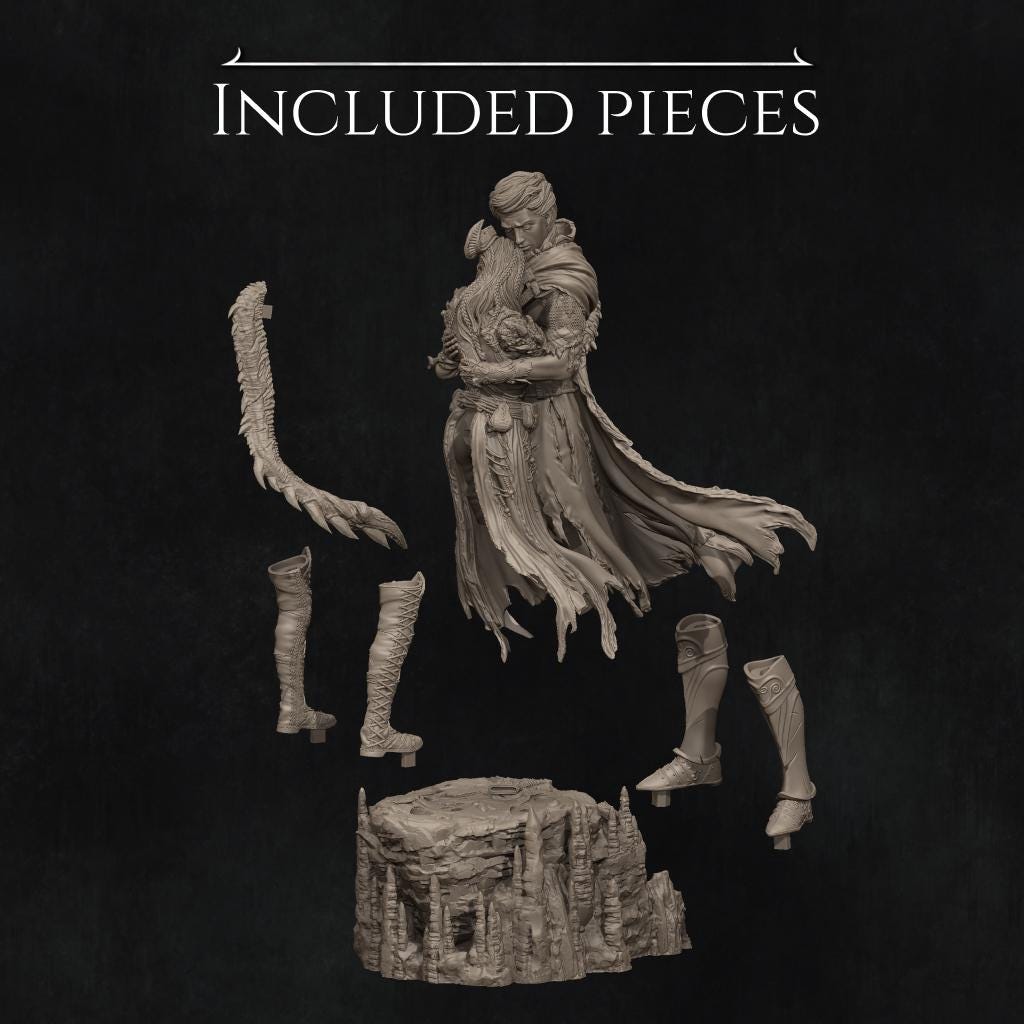 The Last Battle | Fantasy Tiefling Human Knight Romance Collectible Resin Diorama | by Nerikson