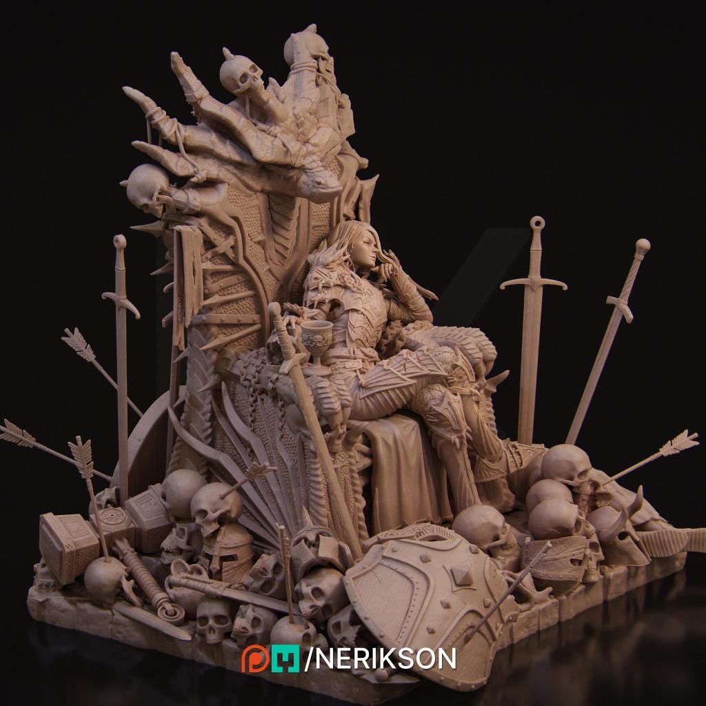 Aleehra the Dragon Knight Diorama | Fantasy Female Paladin Collectible Resin Diorama | by Nerikson