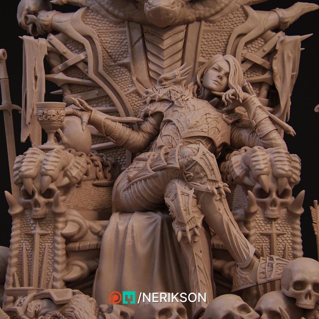 Aleehra the Dragon Knight Diorama | Fantasy Female Paladin Collectible Resin Diorama | by Nerikson