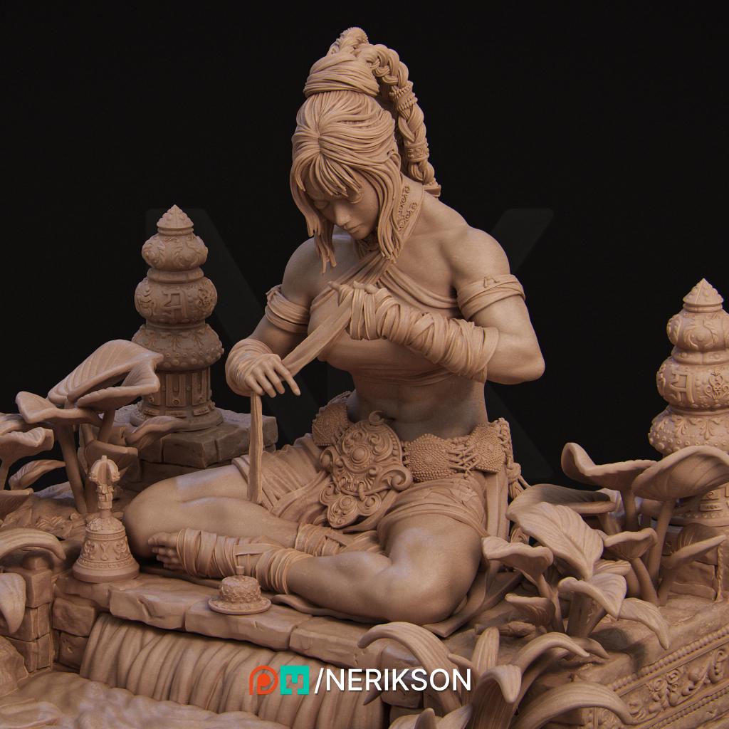Not Over Yet Diorama | Fantasy Female Collectible Resin Diorama | by Nerikson