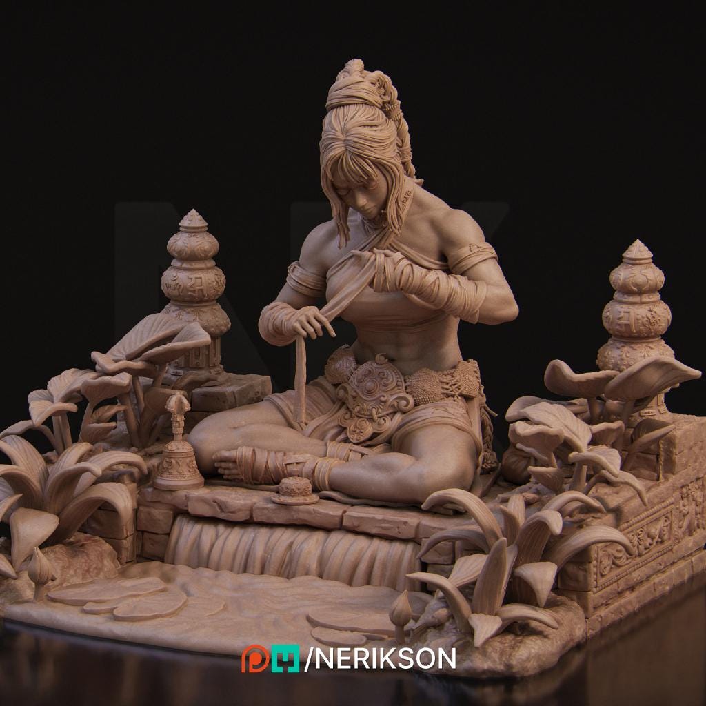 Not Over Yet Diorama | Fantasy Female Collectible Resin Diorama | by Nerikson