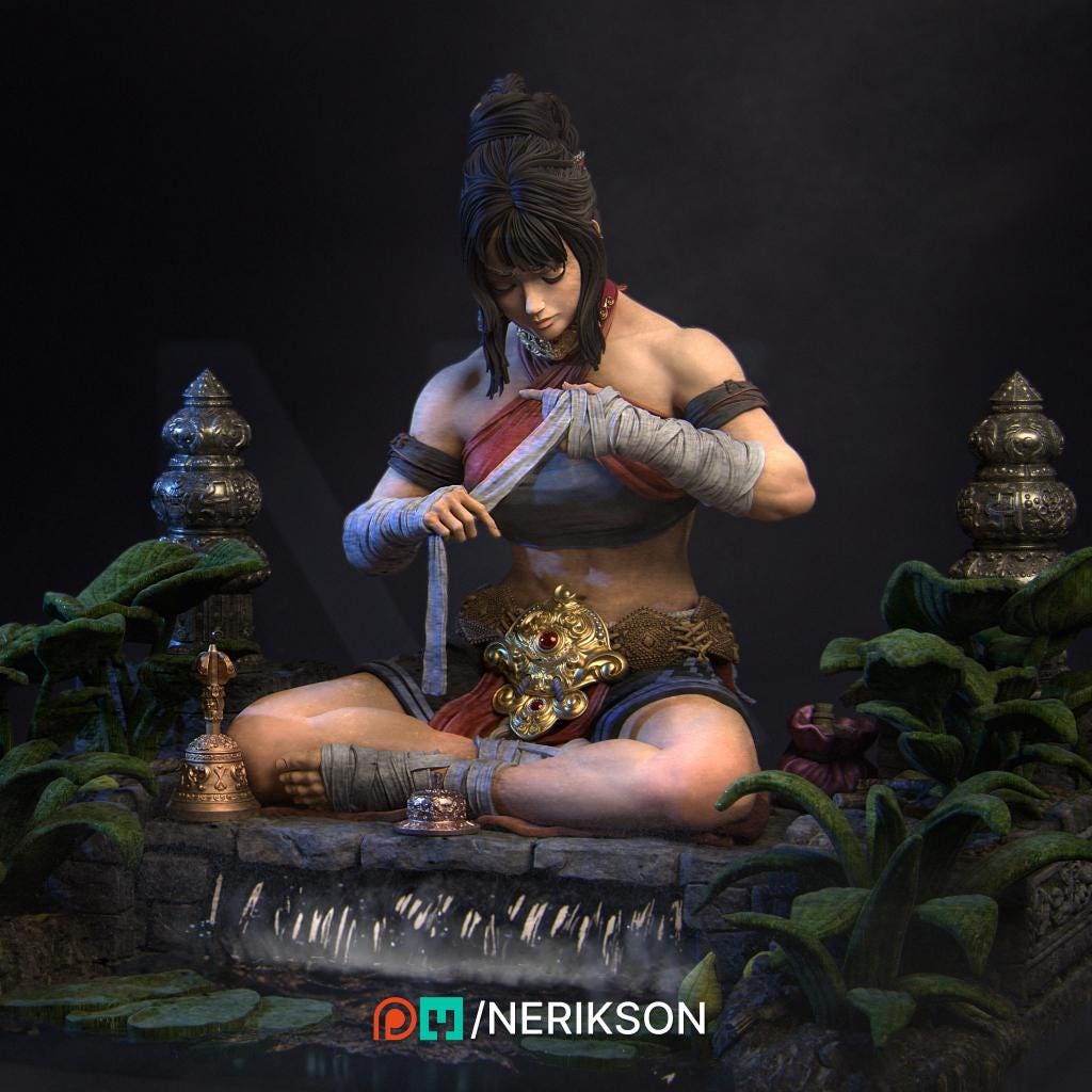 Not Over Yet Diorama | Fantasy Female Collectible Resin Diorama | by Nerikson