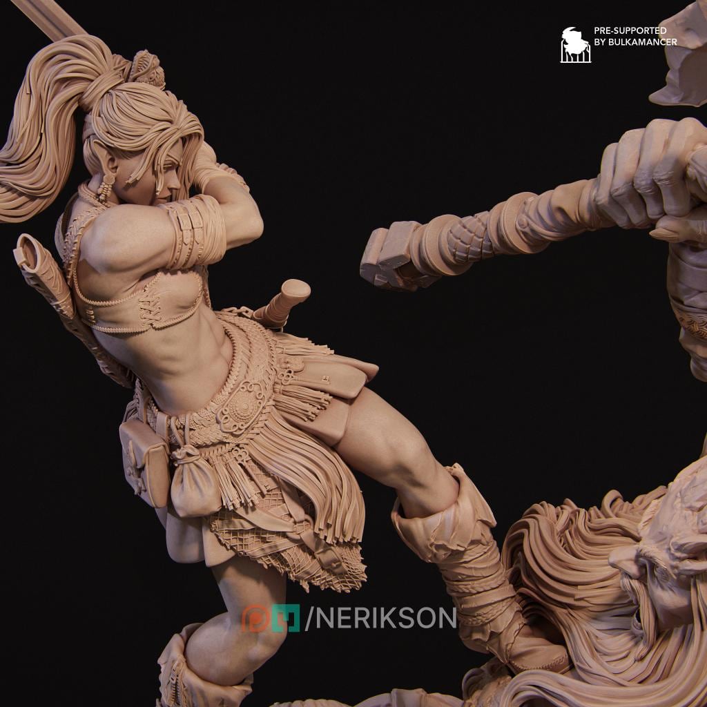 Lia vs the Giant | Fantasy Collectible Resin Diorama | by Nerikson