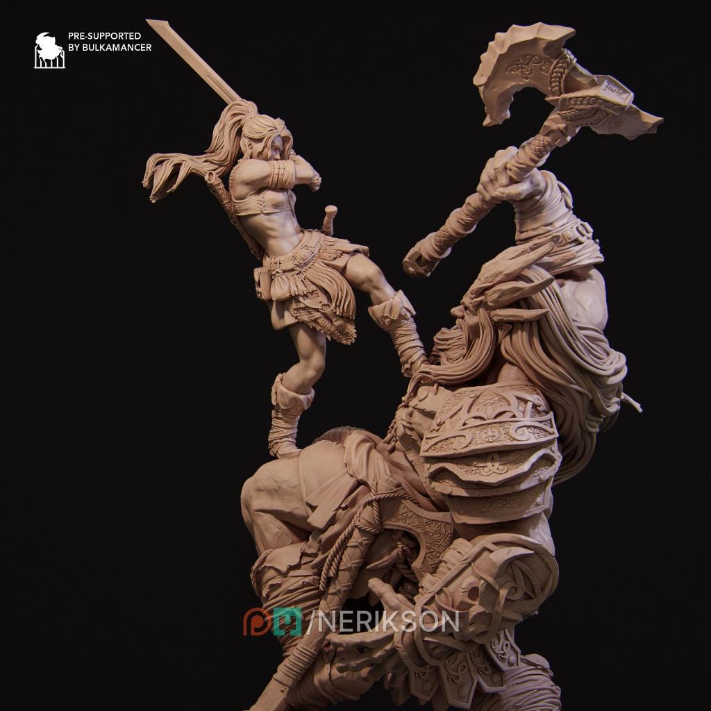 Lia vs the Giant | Fantasy Collectible Resin Diorama | by Nerikson