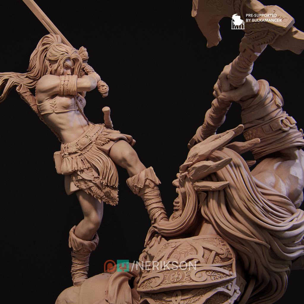 Lia vs the Giant | Fantasy Collectible Resin Diorama | by Nerikson