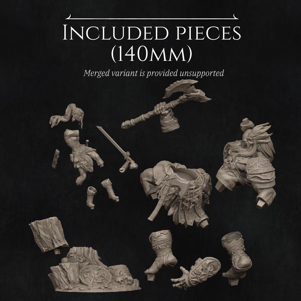 Lia vs the Giant | Fantasy Collectible Resin Diorama | by Nerikson