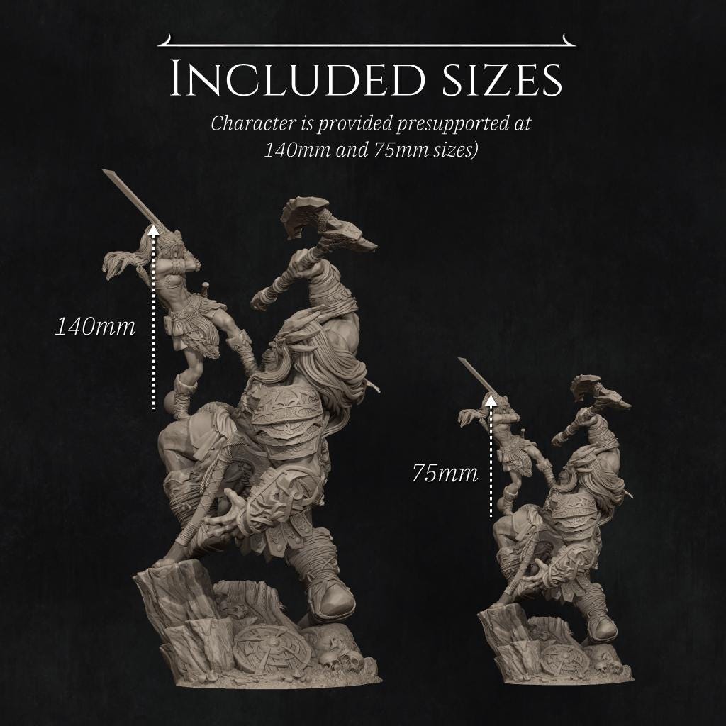 Lia vs the Giant | Fantasy Collectible Resin Diorama | by Nerikson