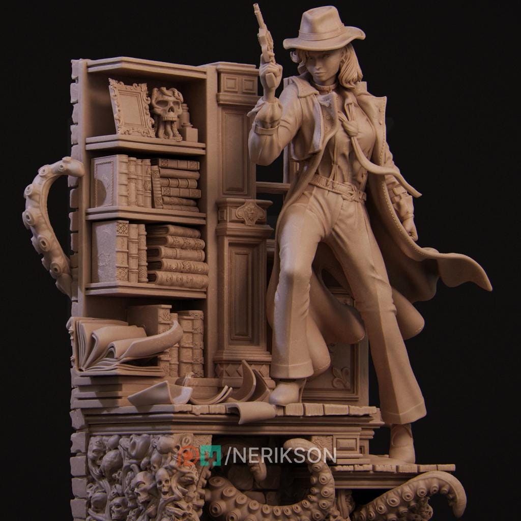 Laura the Detective Diorama| Noir Lovecraftian Collectible Resin Diorama | by Nerikson