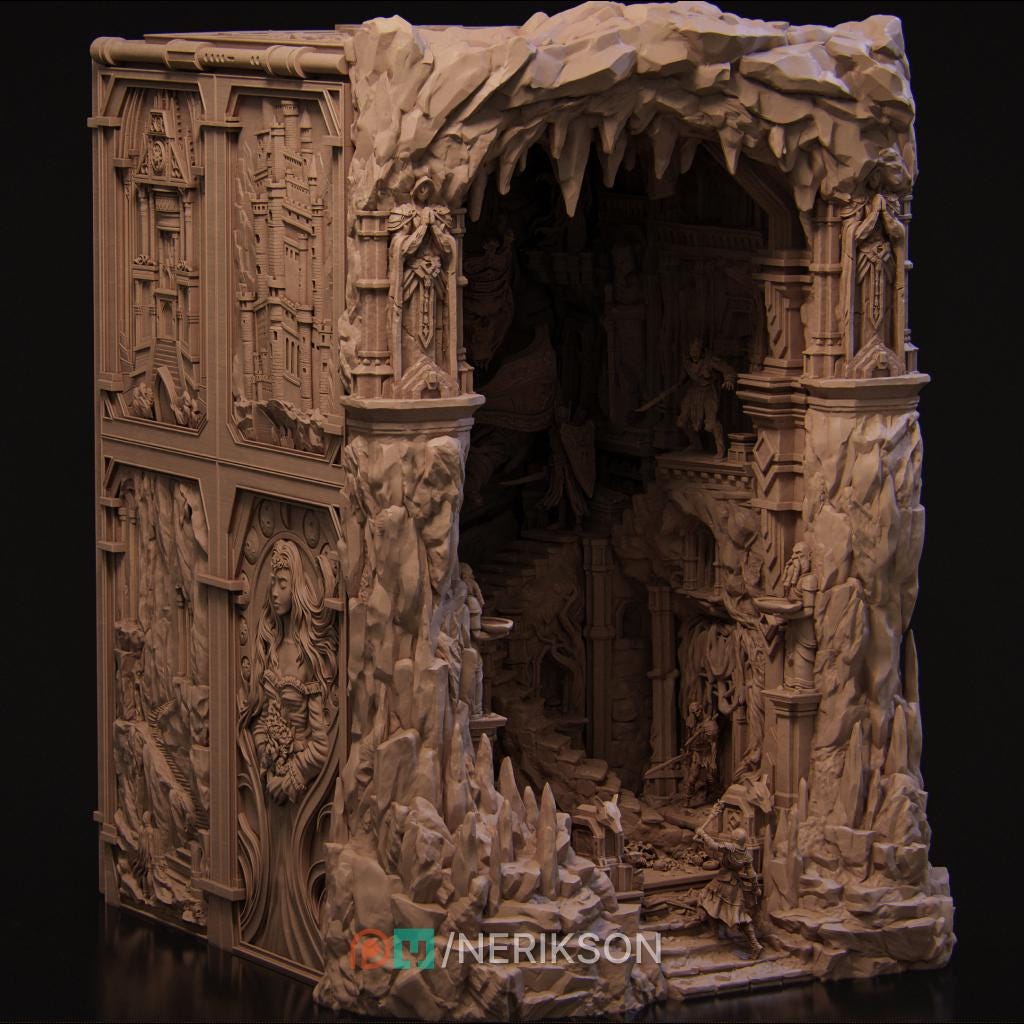 BookNook of the Shattered King | Large Scale Collectible Diorama Bookcase Filler | by Nerikson