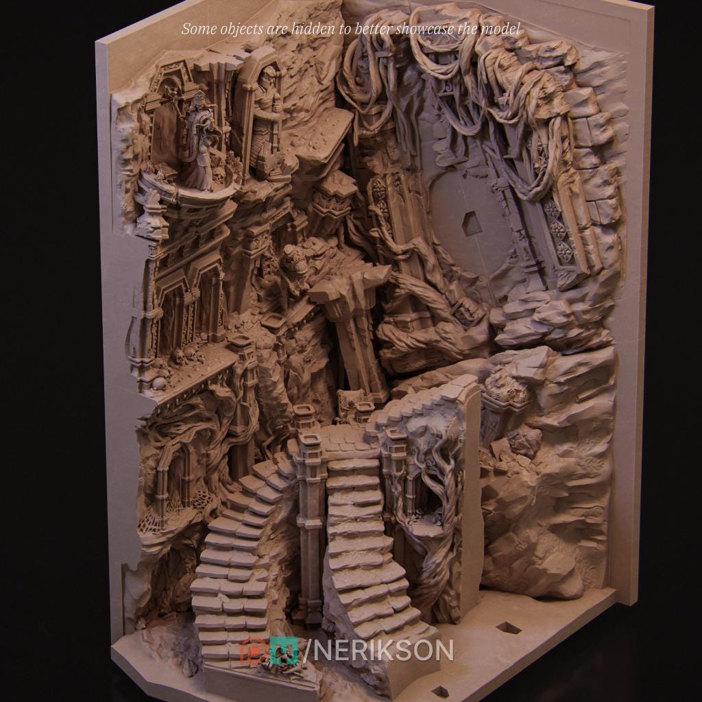 BookNook of the Shattered King | Large Scale Collectible Diorama Bookcase Filler | by Nerikson