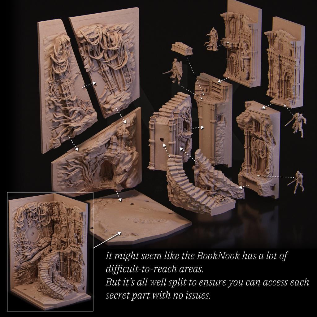 BookNook of the Shattered King | Large Scale Collectible Diorama Bookcase Filler | by Nerikson