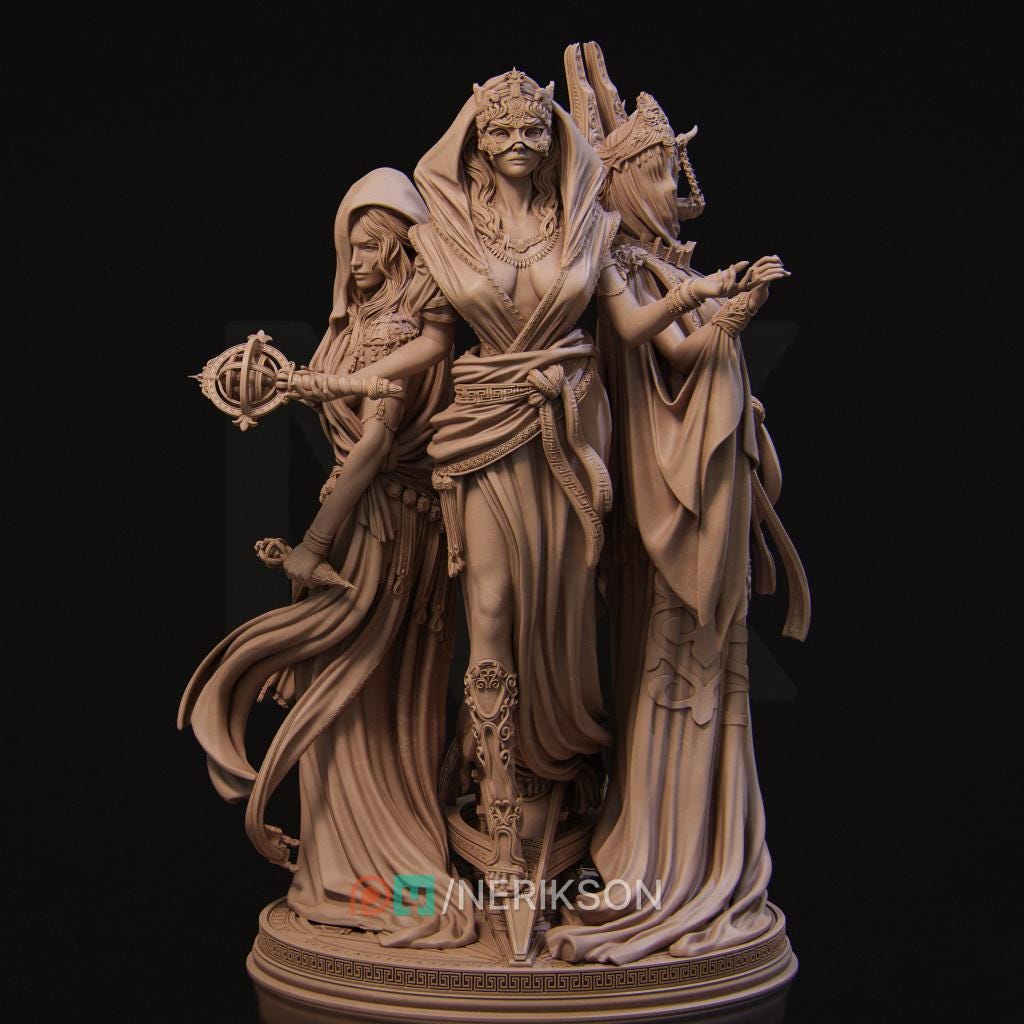 Moirae, the Three Fates | Collectible Greek Mythology Statue Diorama | by Nerikson