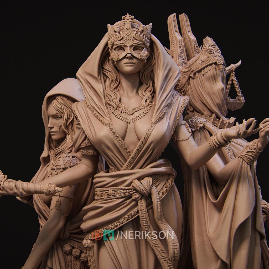 Moirae, the Three Fates | Collectible Greek Mythology Statue Diorama | by Nerikson