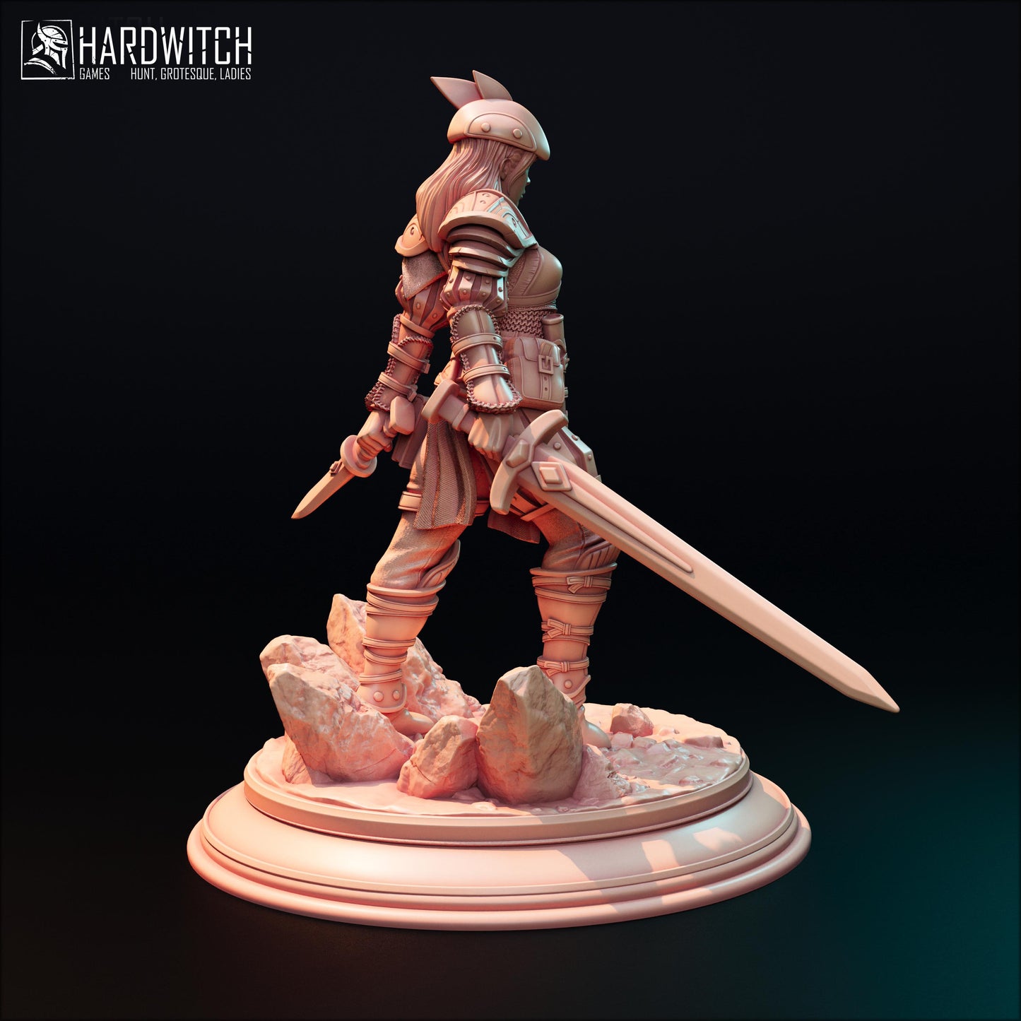 Berta Gatoi | DnD Female Fantasy Warrior Rogue Dual Wielder Miniature | 32mm / 75mm | by Hardwitch Games