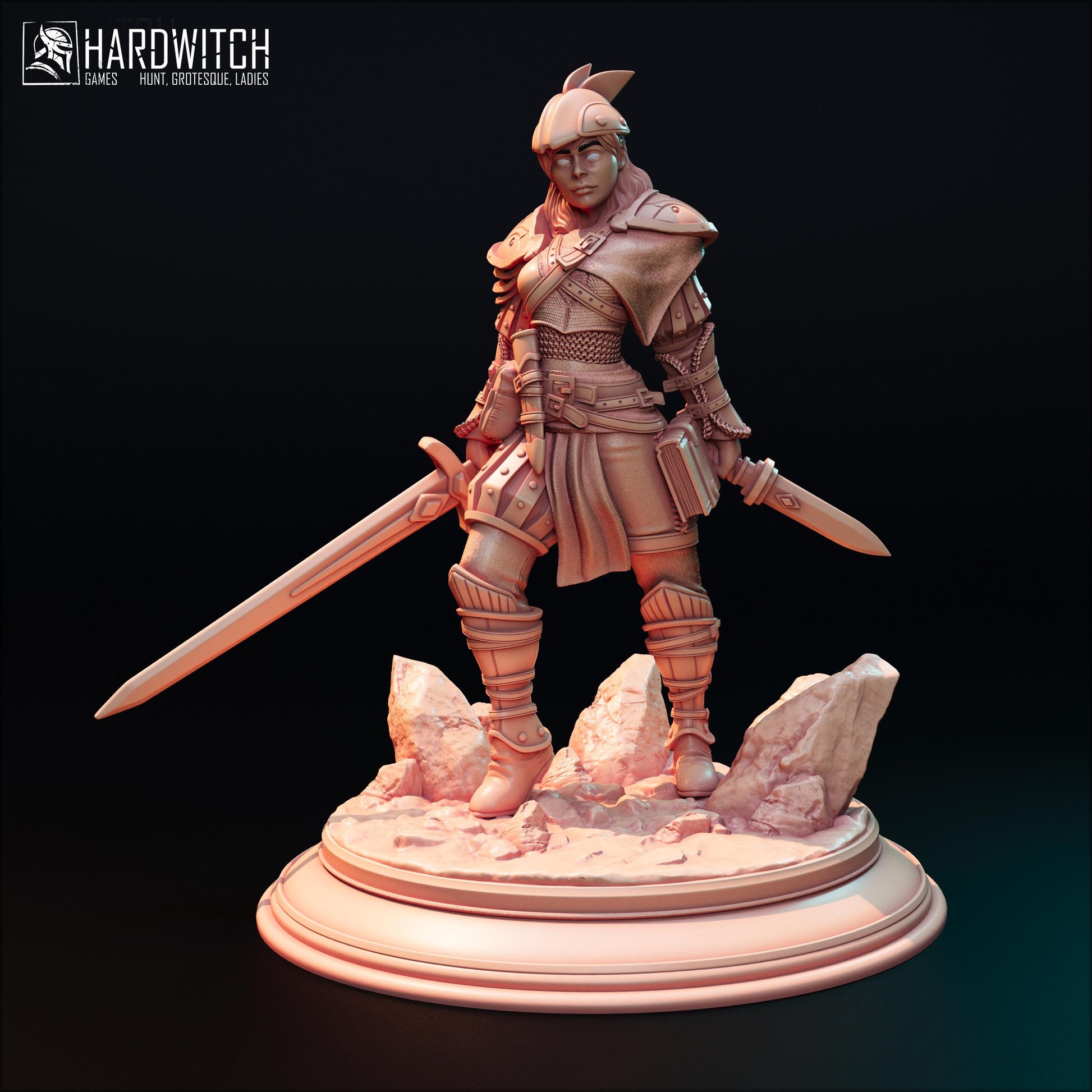 Berta Gatoi | DnD Female Fantasy Warrior Rogue Dual Wielder Miniature | 32mm / 75mm | by Hardwitch Games
