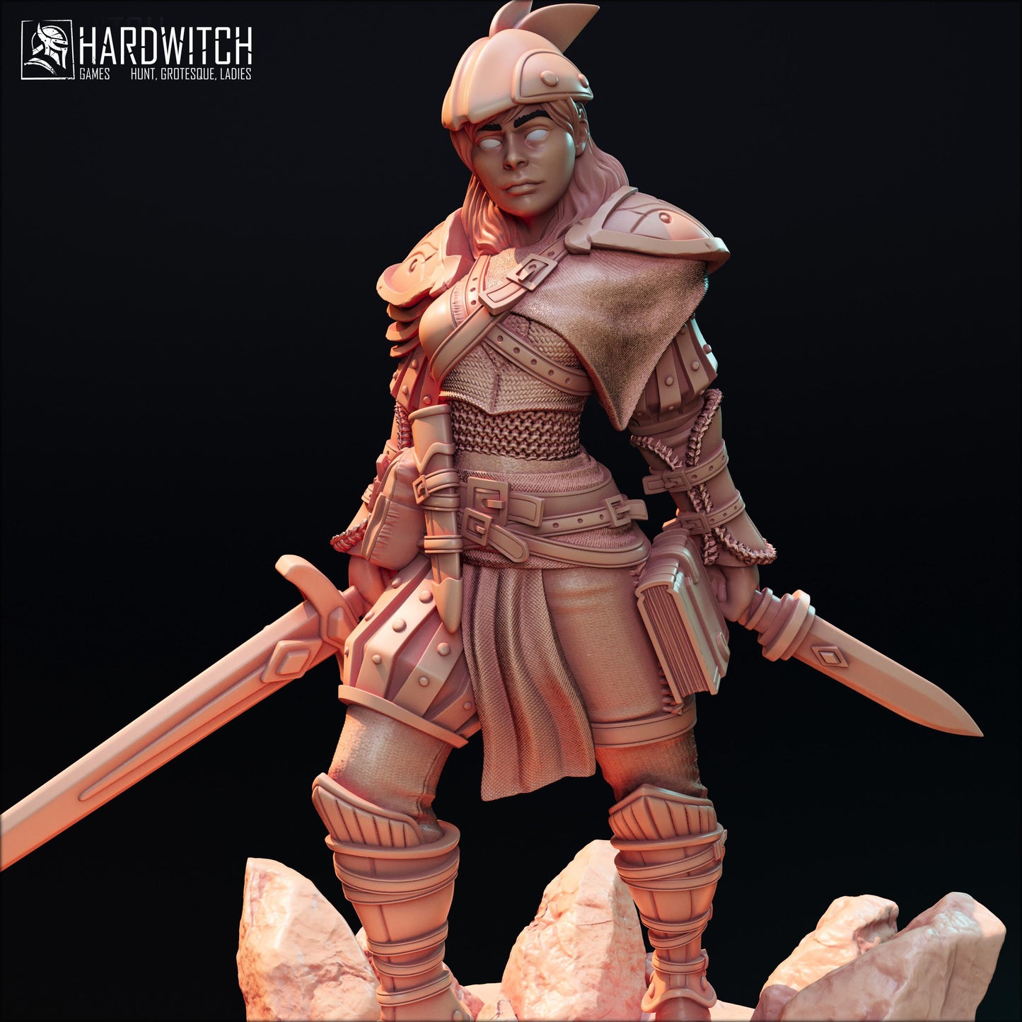 Berta Gatoi | DnD Female Fantasy Warrior Rogue Dual Wielder Miniature | 32mm / 75mm | by Hardwitch Games