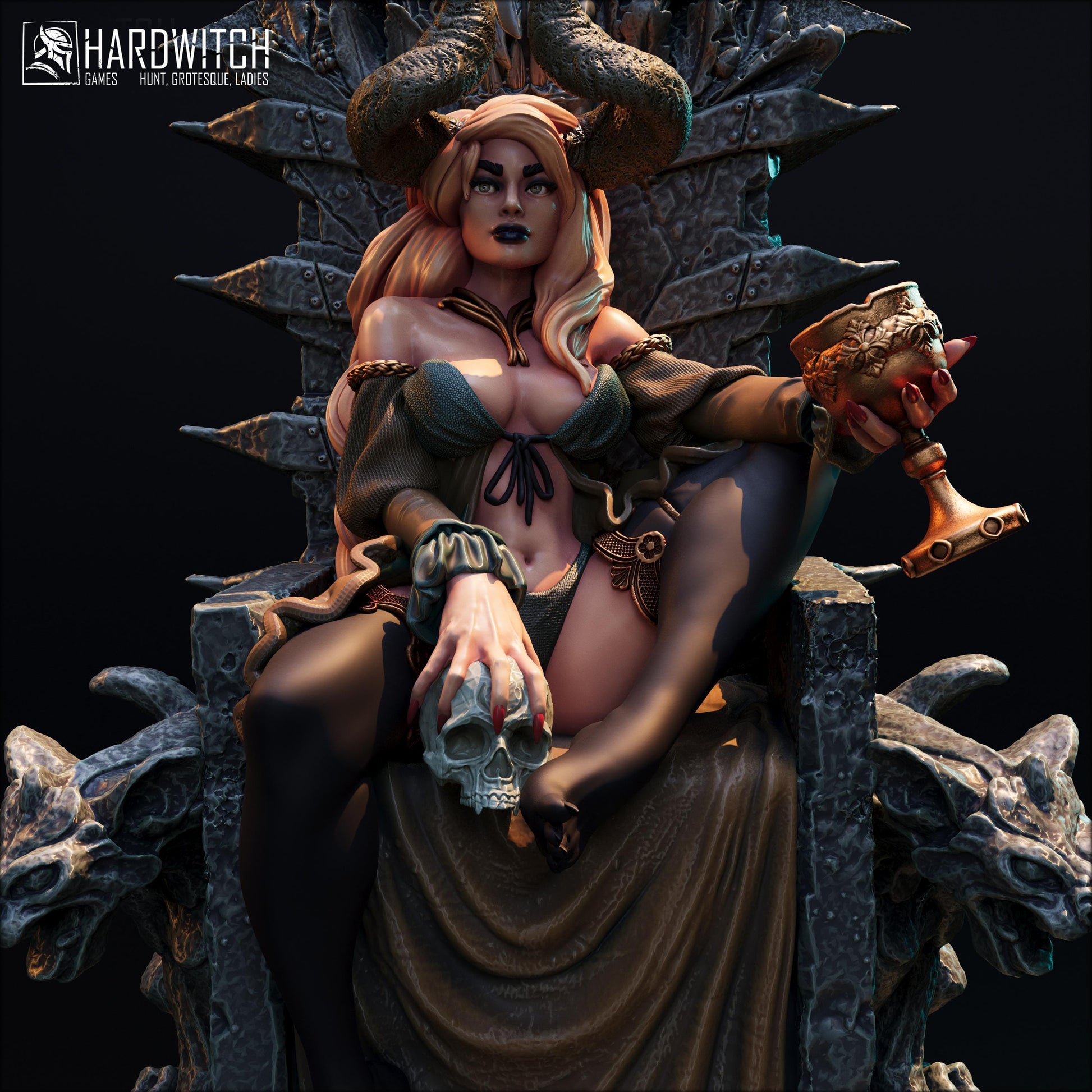 Fortada Astra | DnD Female Fantasy Demon Pin Up collectible Miniature | 32mm / 75mm | by Hardwitch Games