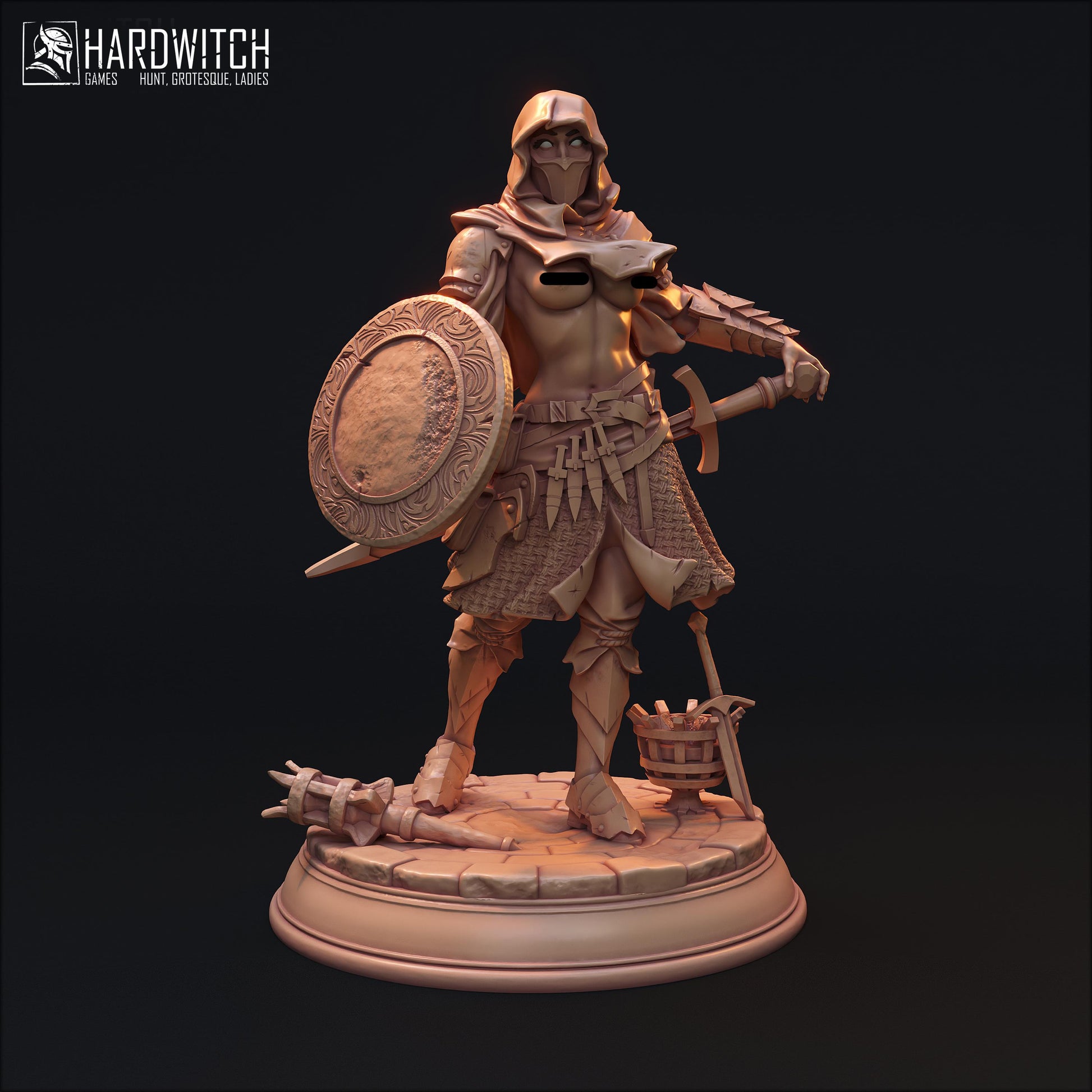 Haffad Sodilad | DnD Female Fantasy Fighter Warrior Pin Up collectible Miniature | 32mm / 75mm | by Hardwitch Games