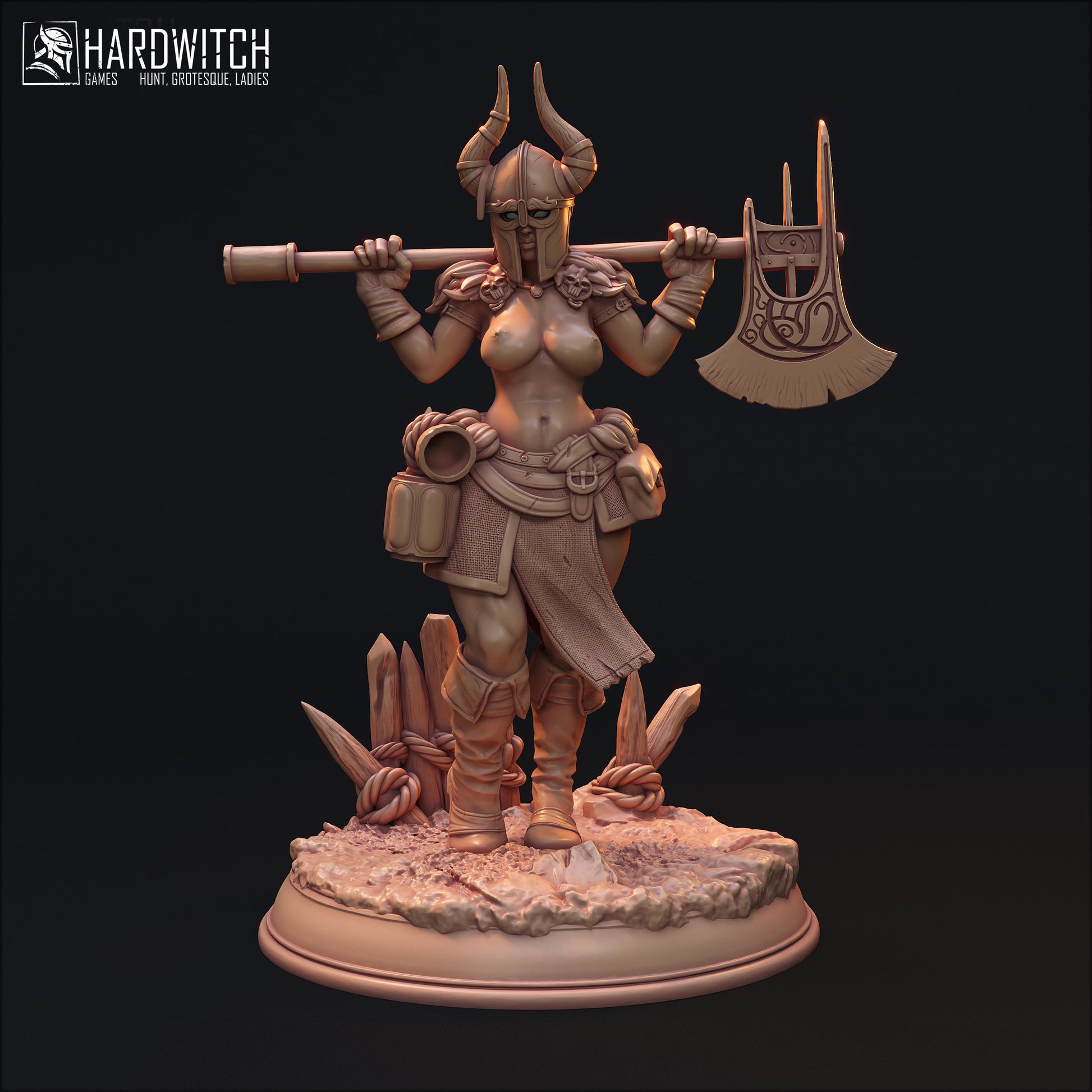 Linda Sabard | DnD Female Fantasy Fighter Berserker Gladiator Pin Up collectible Miniature | 32mm / 75mm | by Hardwitch Games