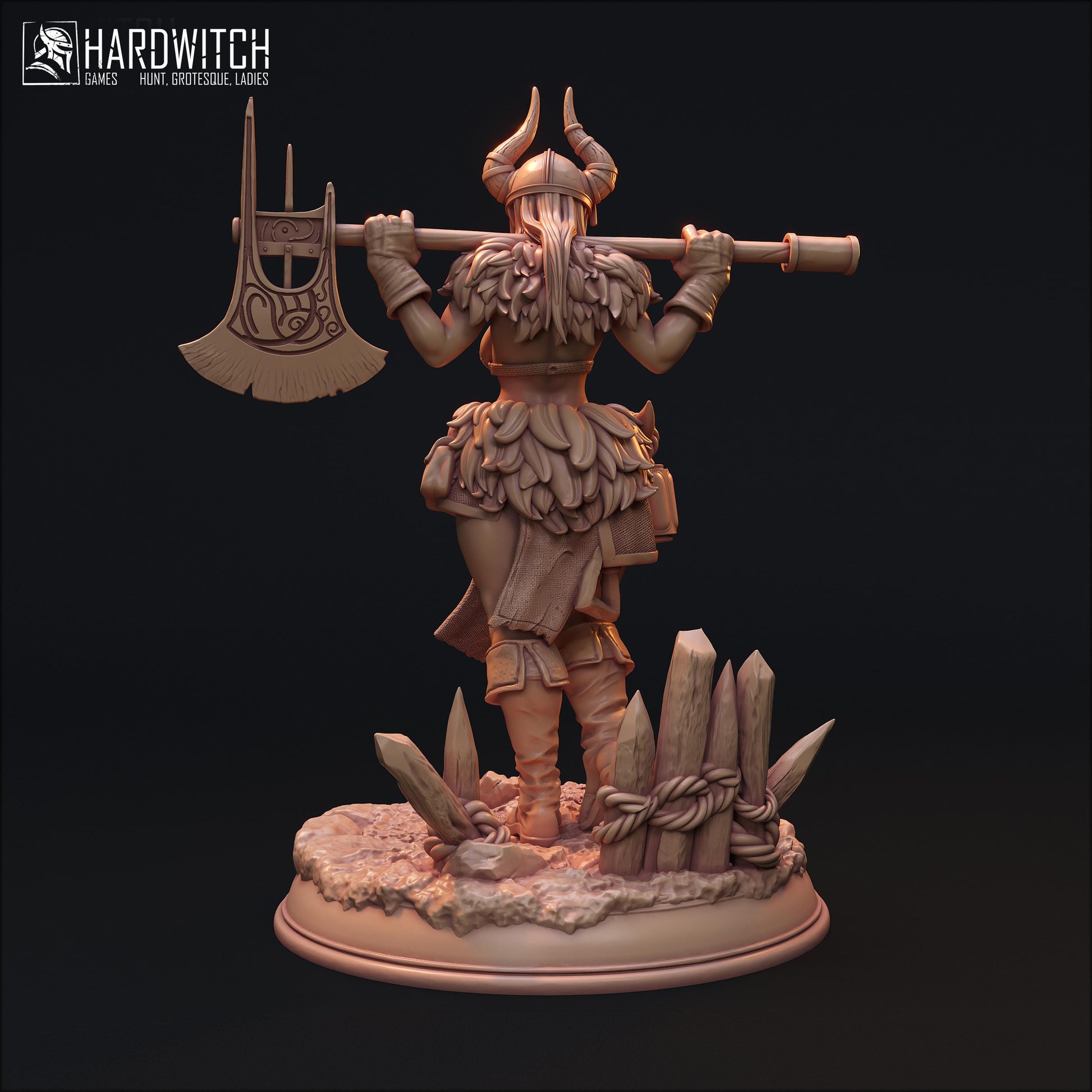 Linda Sabard | DnD Female Fantasy Fighter Berserker Gladiator Pin Up collectible Miniature | 32mm / 75mm | by Hardwitch Games