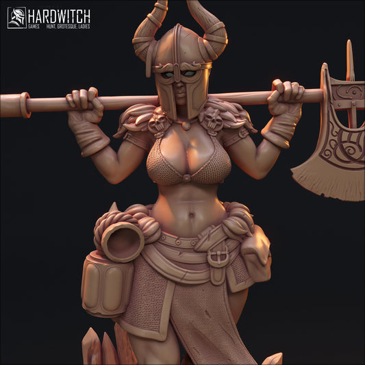 Linda Sabard | DnD Female Fantasy Fighter Berserker Gladiator Pin Up collectible Miniature | 32mm / 75mm | by Hardwitch Games