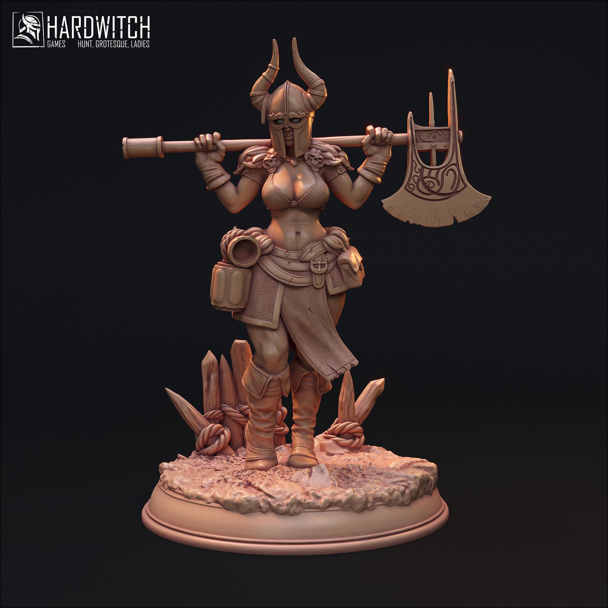 Linda Sabard | DnD Female Fantasy Fighter Berserker Gladiator Pin Up collectible Miniature | 32mm / 75mm | by Hardwitch Games
