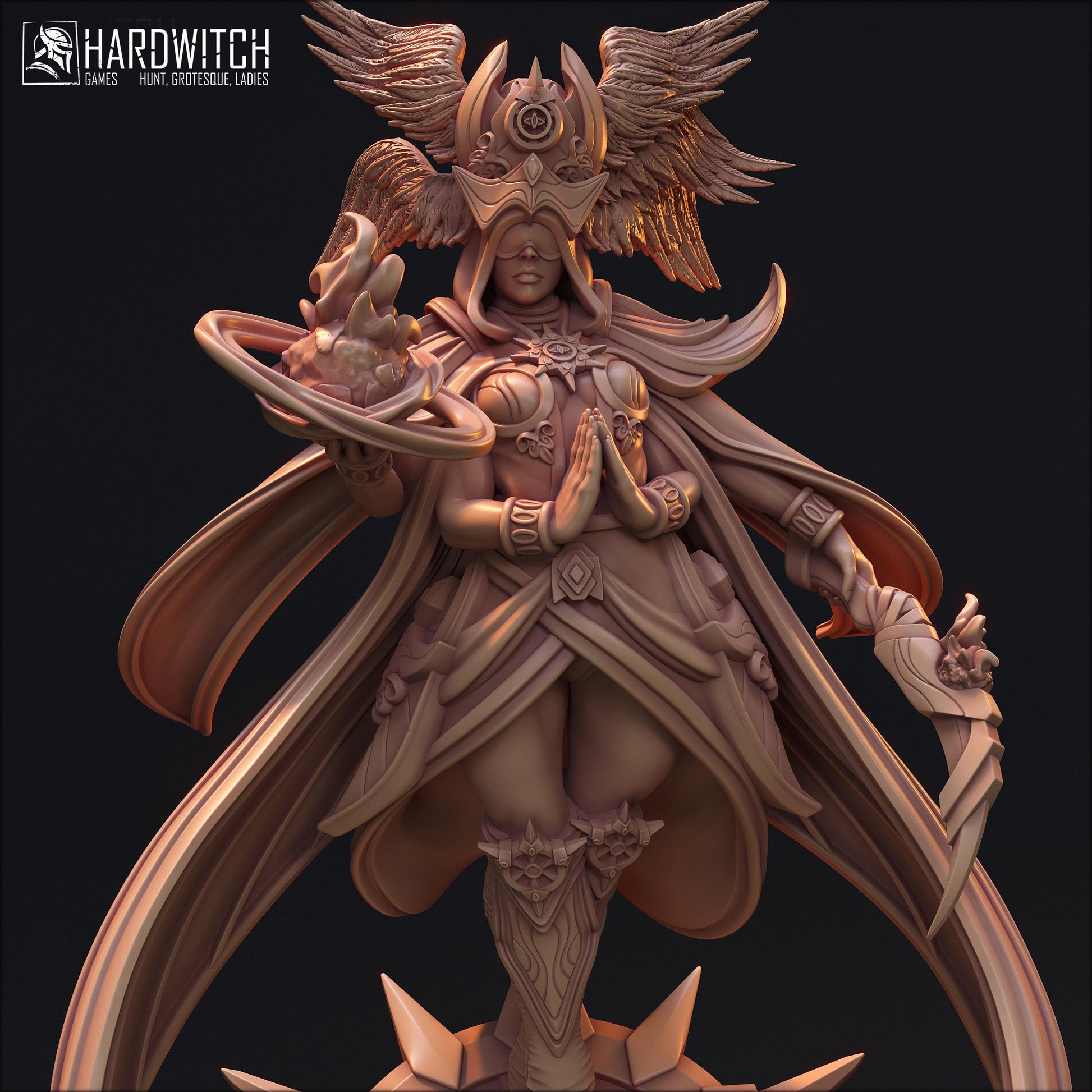 Attrakarda Tornik | DnD Female Fantasy Wizard Sorceress collectible Miniature | 32mm / 75mm | by Hardwitch Games