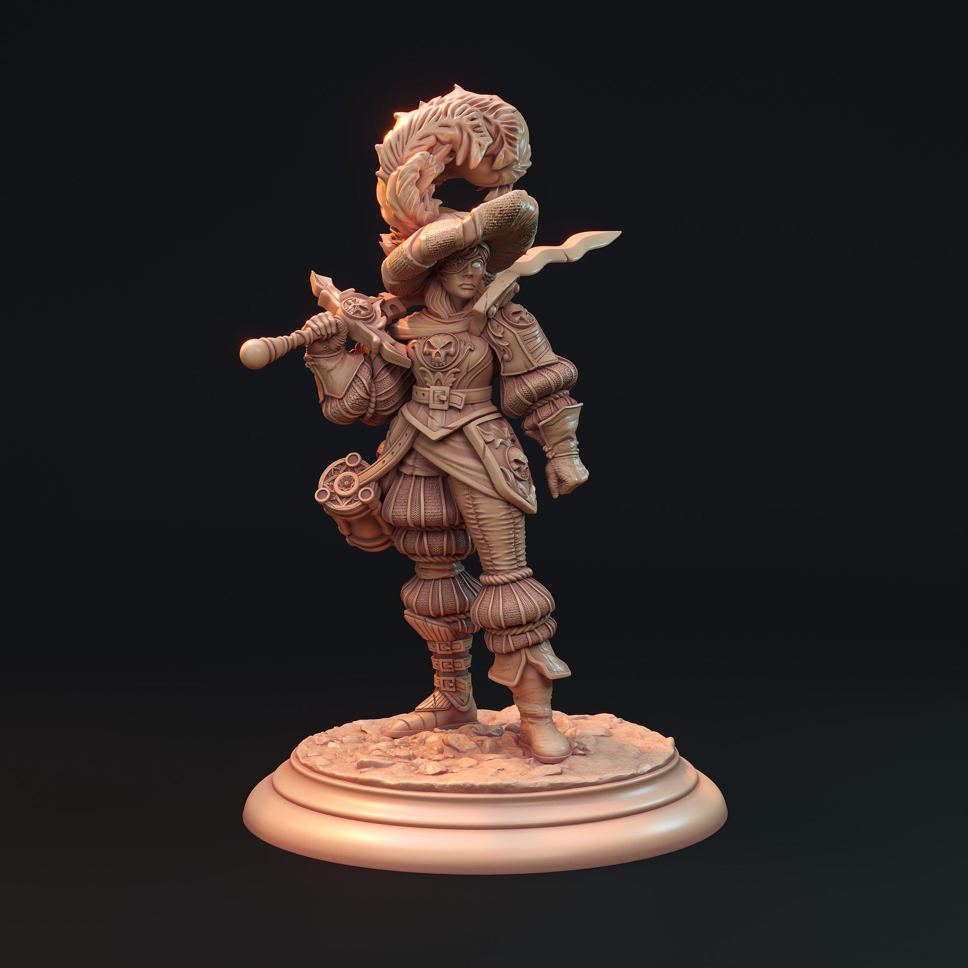 Flamarix Zetta | DnD Female Fantasy Fighter Musketeer collectible Miniature | 32mm / 75mm | by Hardwitch Games