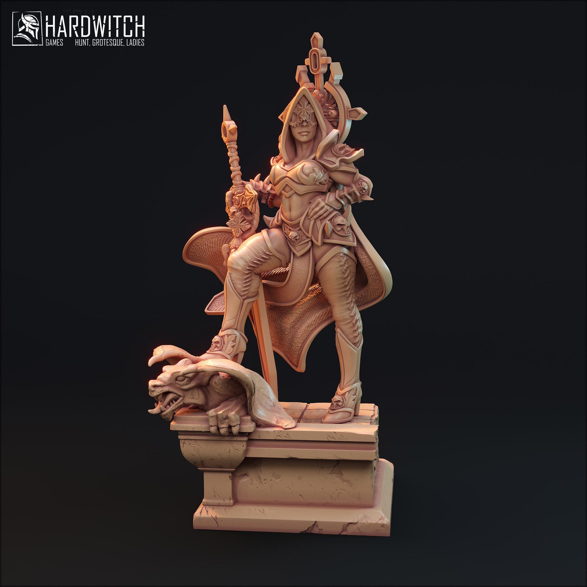 Mortim Falkid | DnD Female Fantasy Knight Paladin collectible Miniature | 32mm / 75mm | by Hardwitch Games