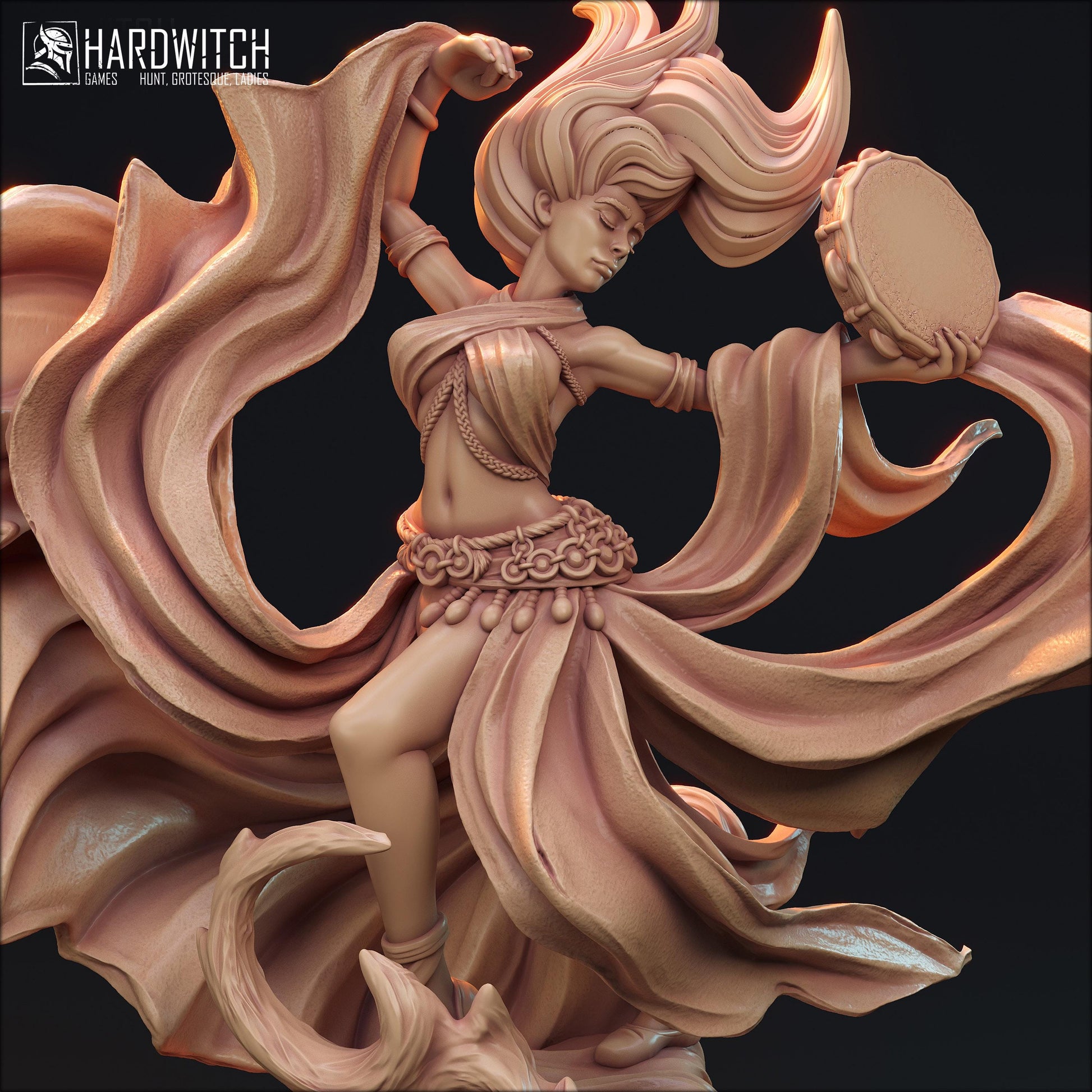 Pamela Traxis | DnD Female Fantasy Bard Dancer Wizard collectible Miniature | 32mm / 75mm | by Hardwitch Games