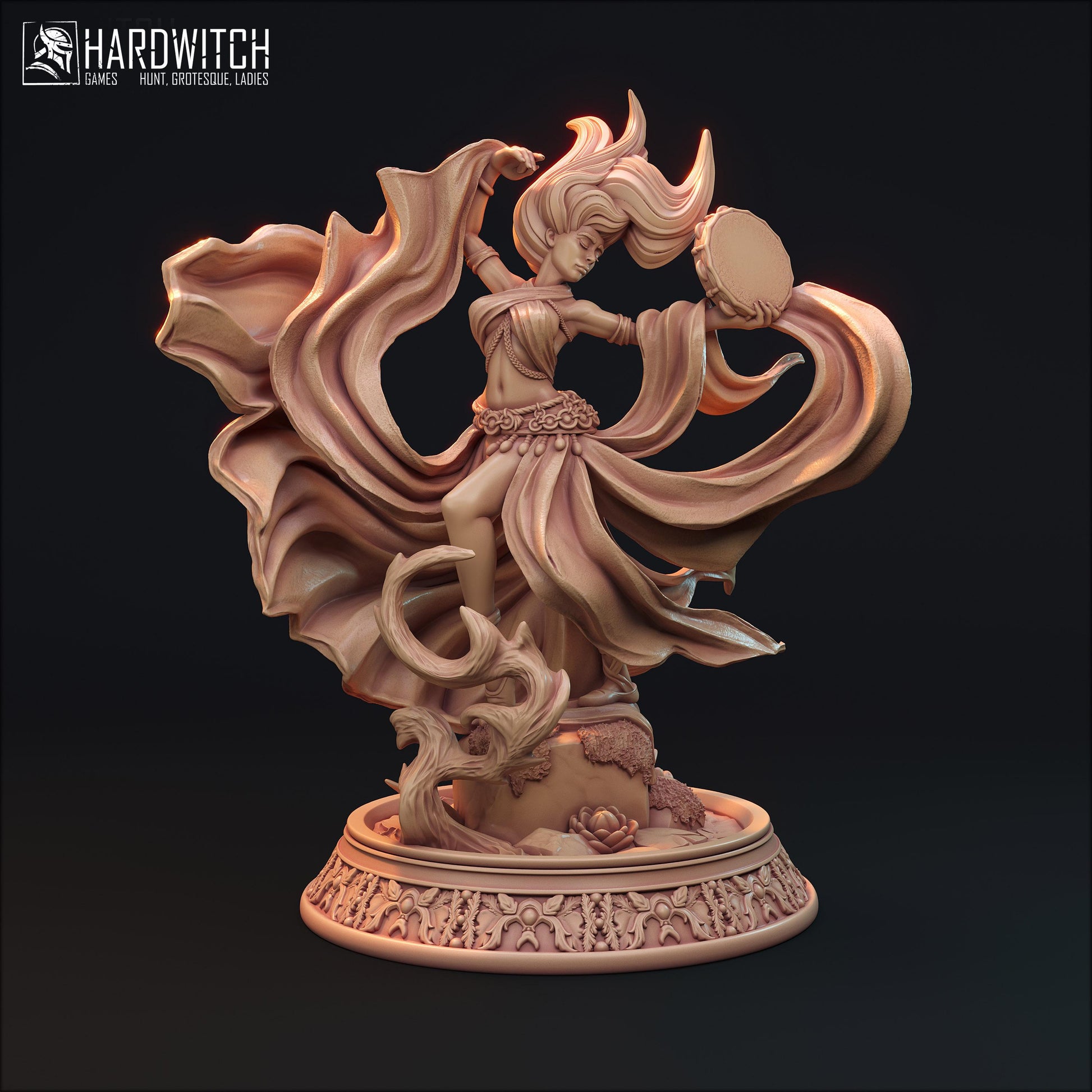 Pamela Traxis | DnD Female Fantasy Bard Dancer Wizard collectible Miniature | 32mm / 75mm | by Hardwitch Games