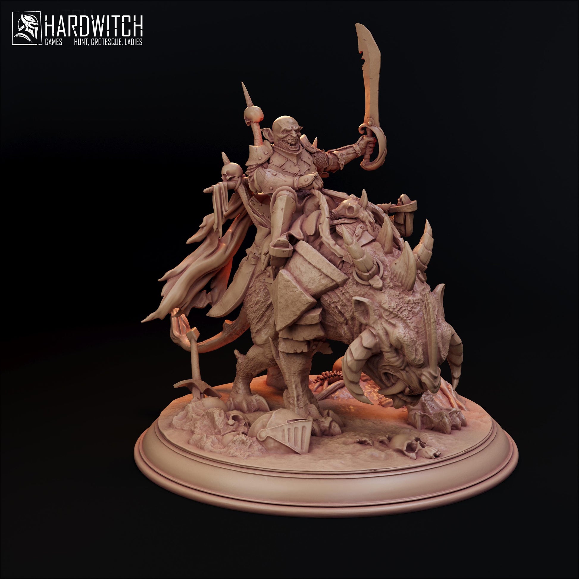 Zurek Groba | DnD Fantasy Goblin Cavalry Warrior collectible Miniature | 32mm / 75mm | by Hardwitch Games