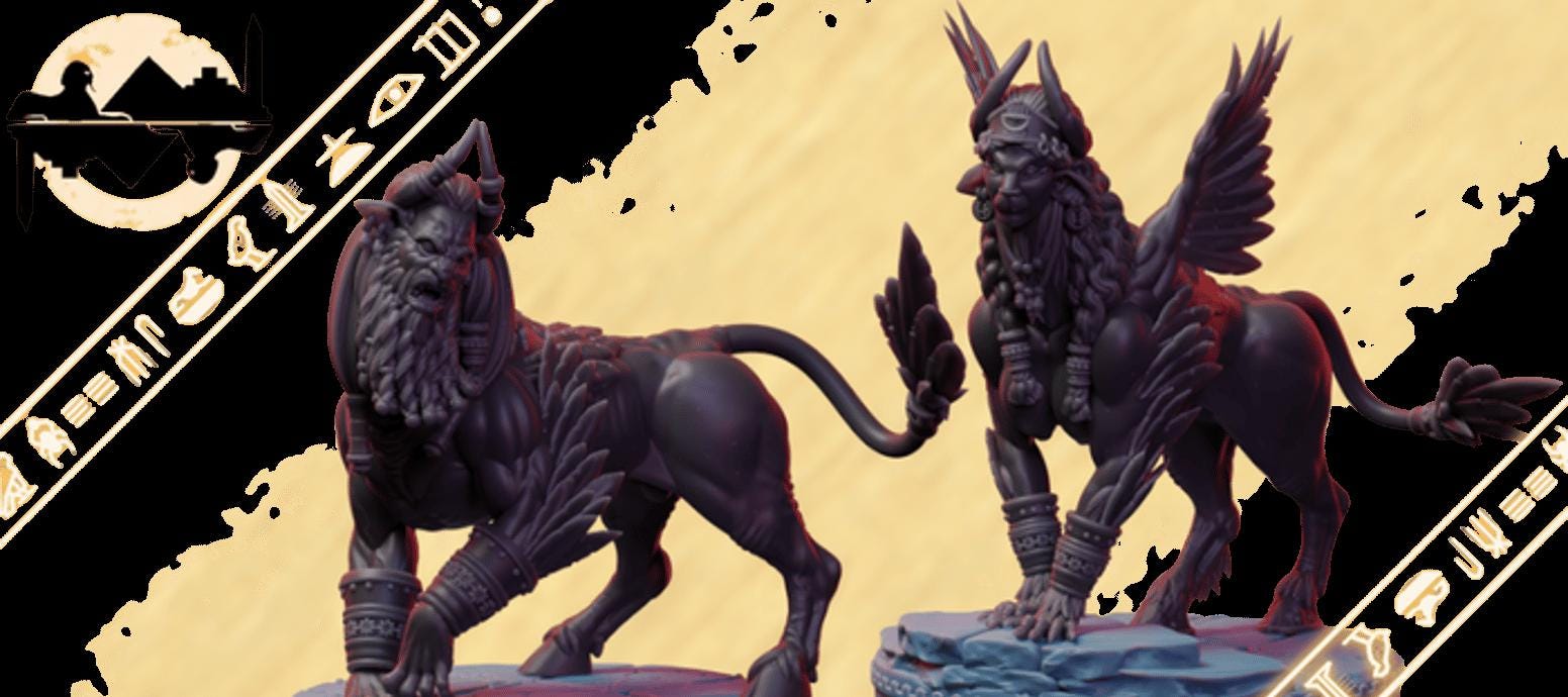 Sons of Lamassu | DnD Sphinx Chimera Monster Collectible Miniature | by 3DPZ Studios