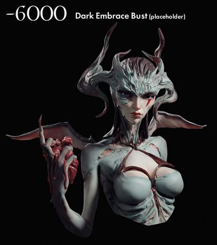 Dark Embrace | Female Demon Monster Girl Collectible Miniature Statue | by Arxila